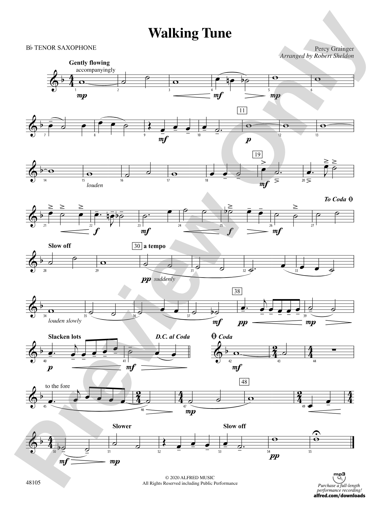 Walking Tune: B-flat Tenor Saxophone