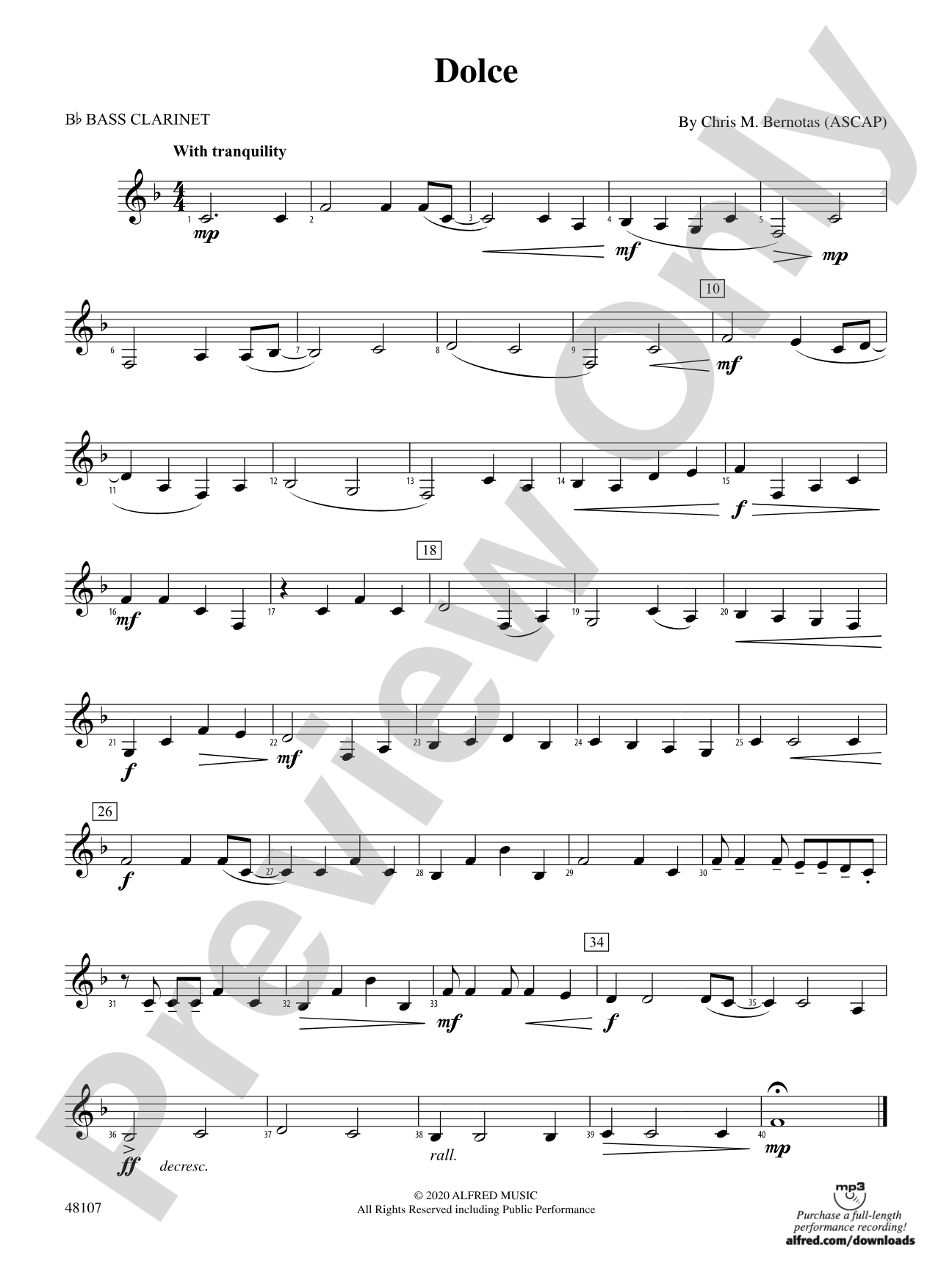 Dolce: B-flat Bass Clarinet