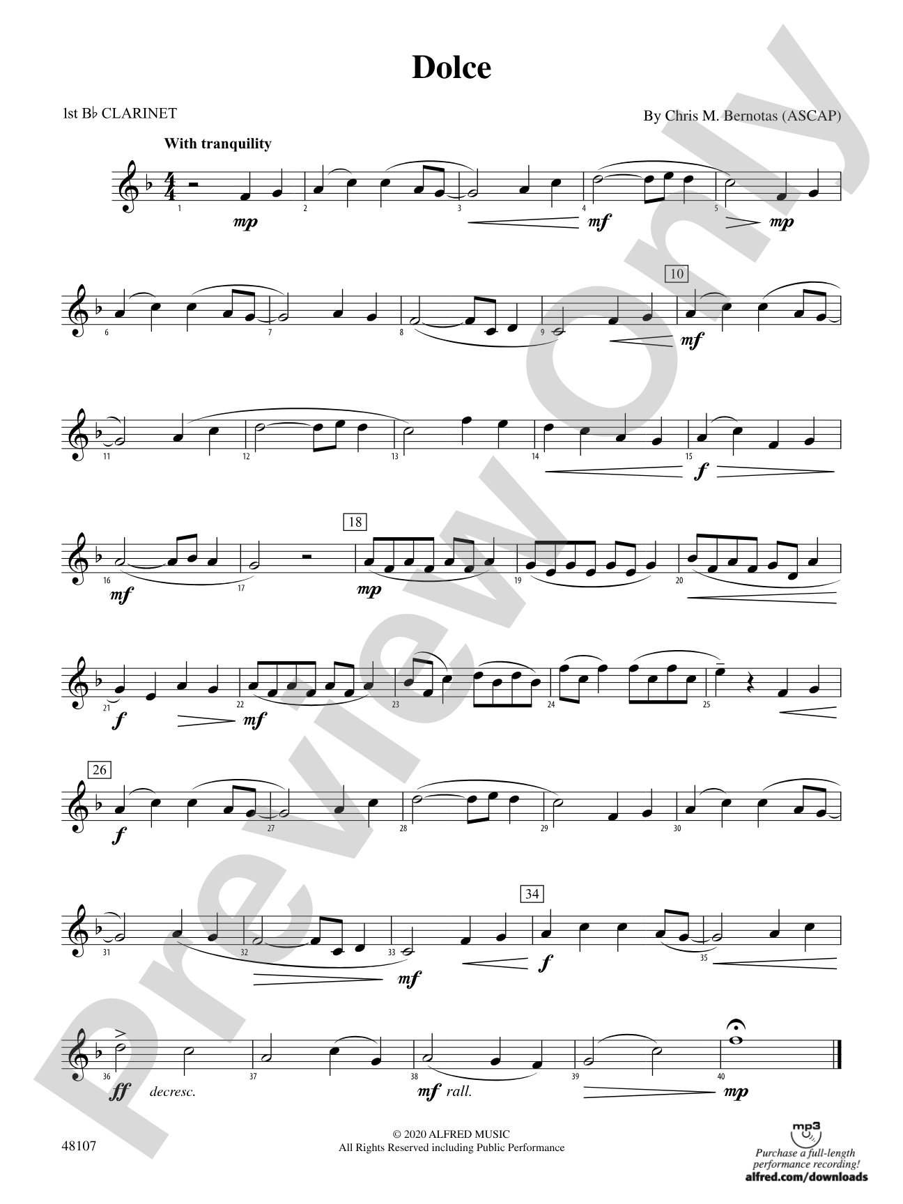 Dolce: 1st B-flat Clarinet