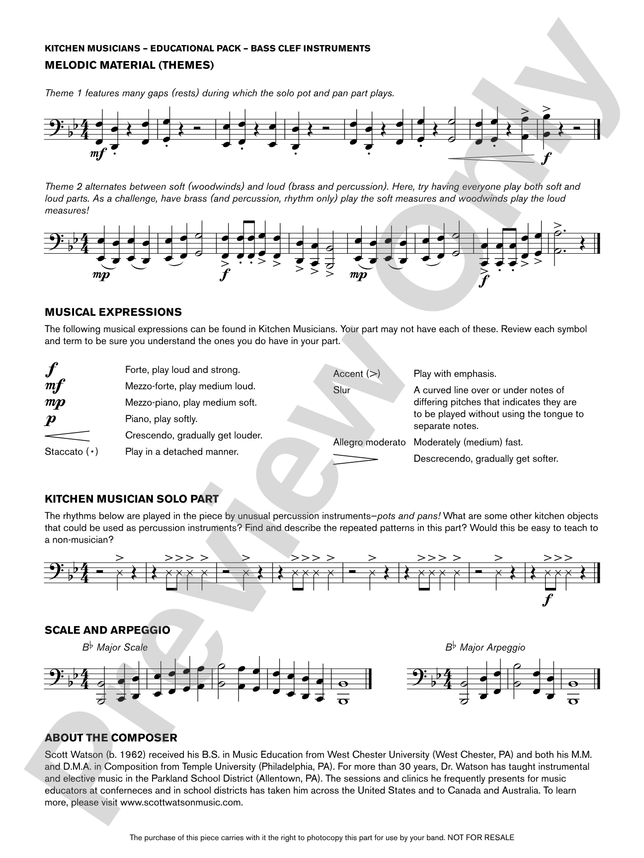 Kitchen Musicians: Bass Clef Educational Pack