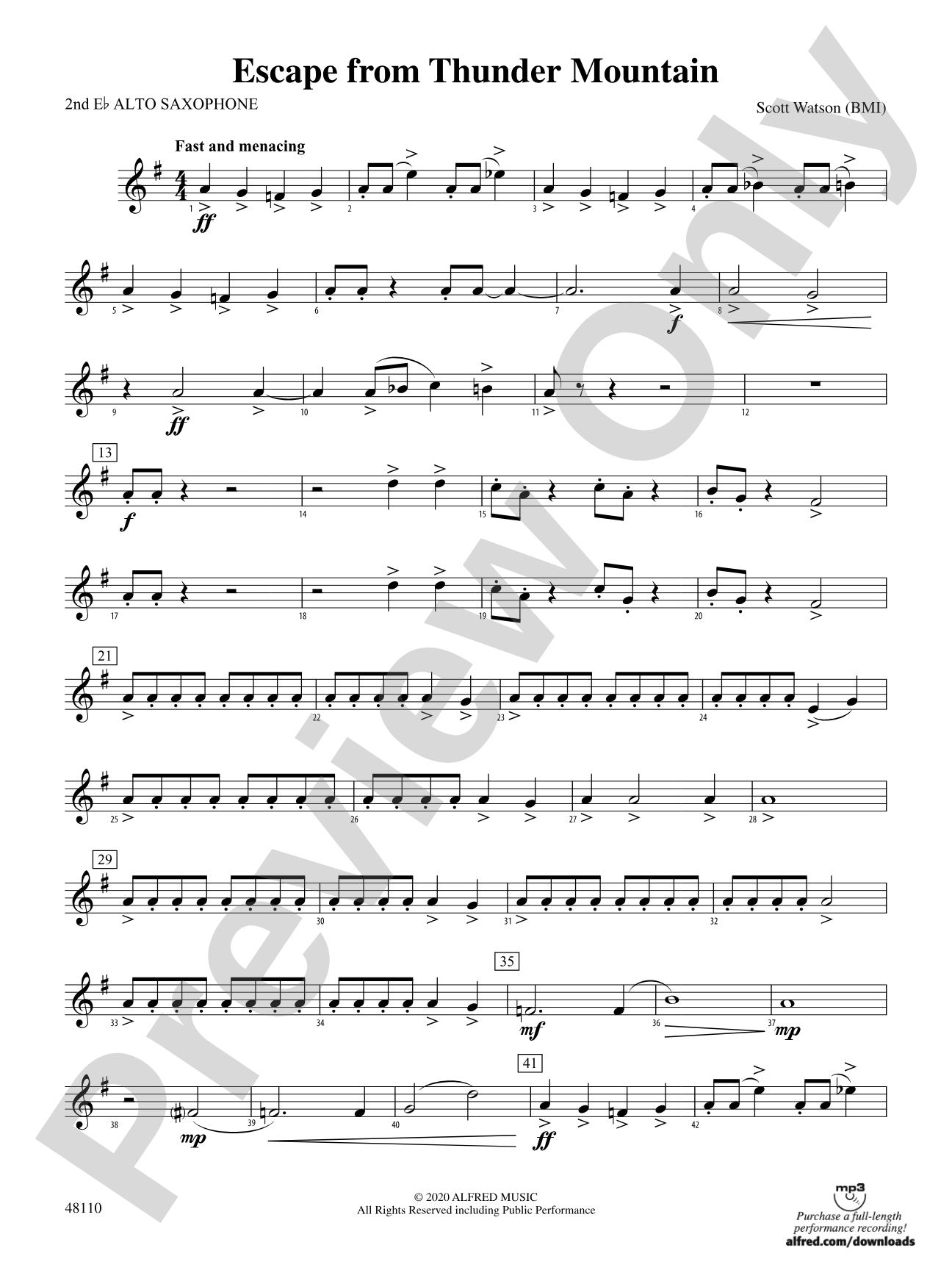 Escape from Thunder Mountain: 2nd E-flat Alto Saxophone