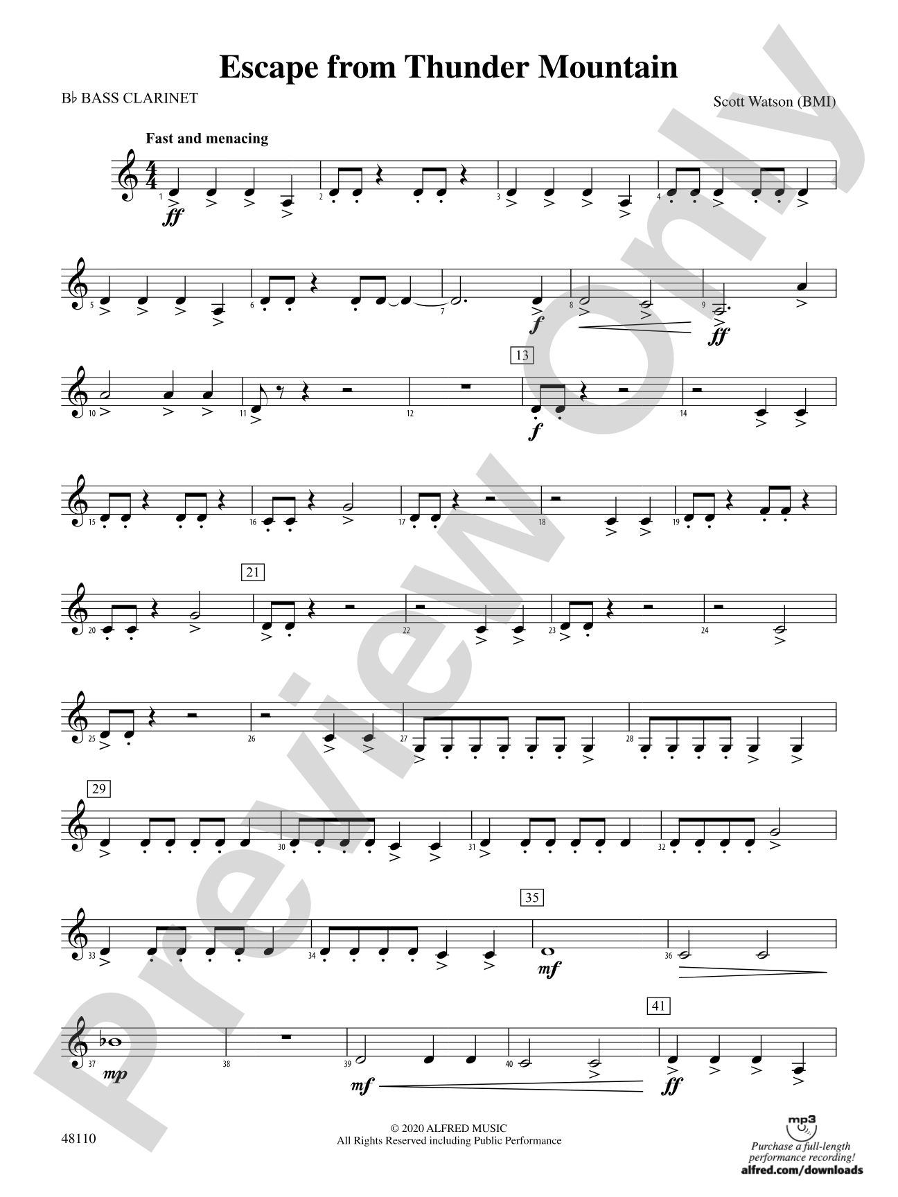 Escape from Thunder Mountain: B-flat Bass Clarinet