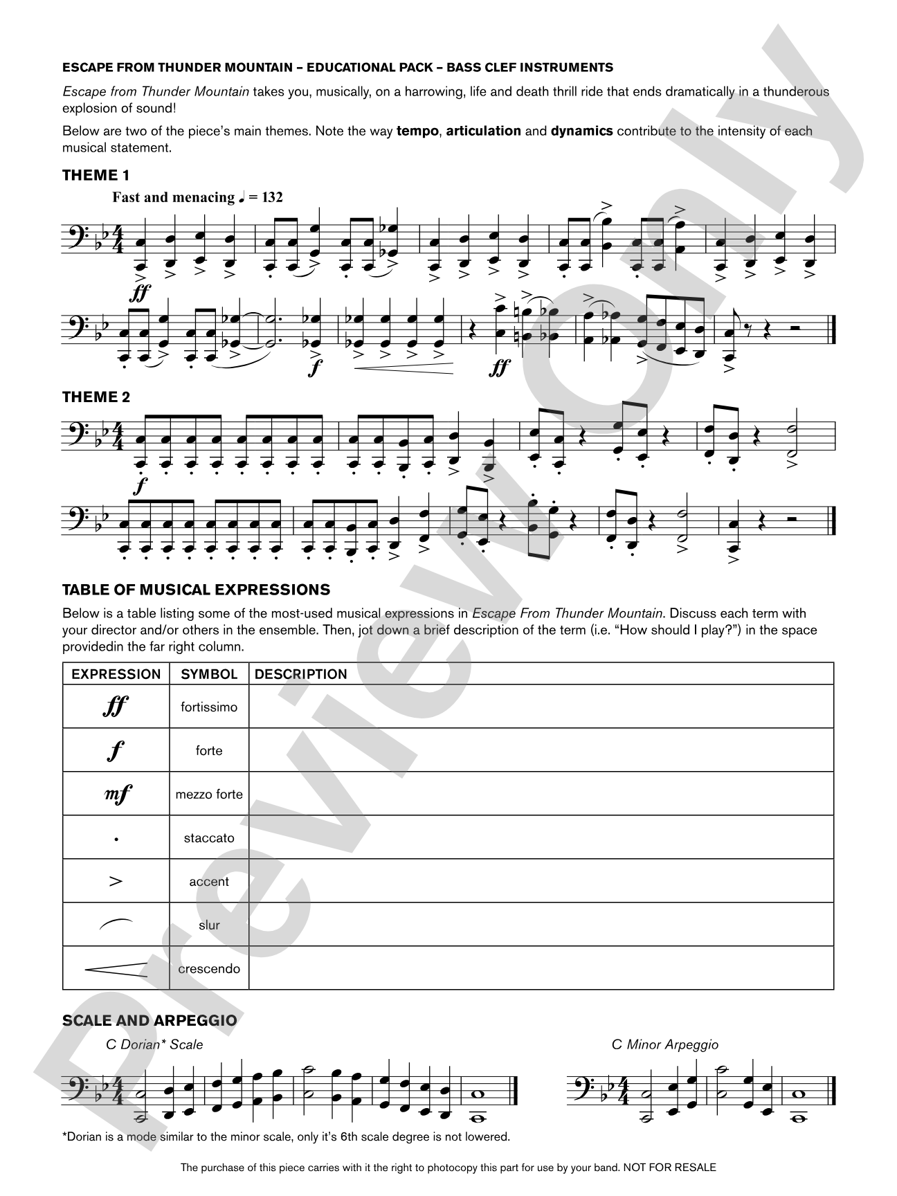 Escape from Thunder Mountain: Bass Clef Educational Pack