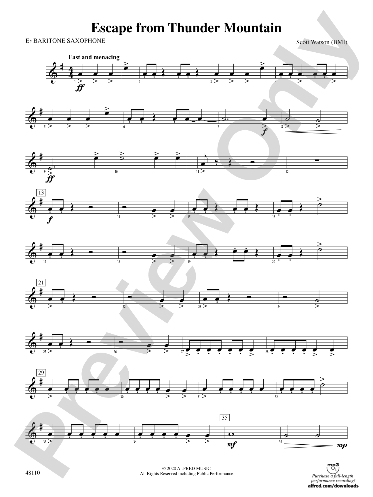 Escape from Thunder Mountain: E-flat Baritone Saxophone