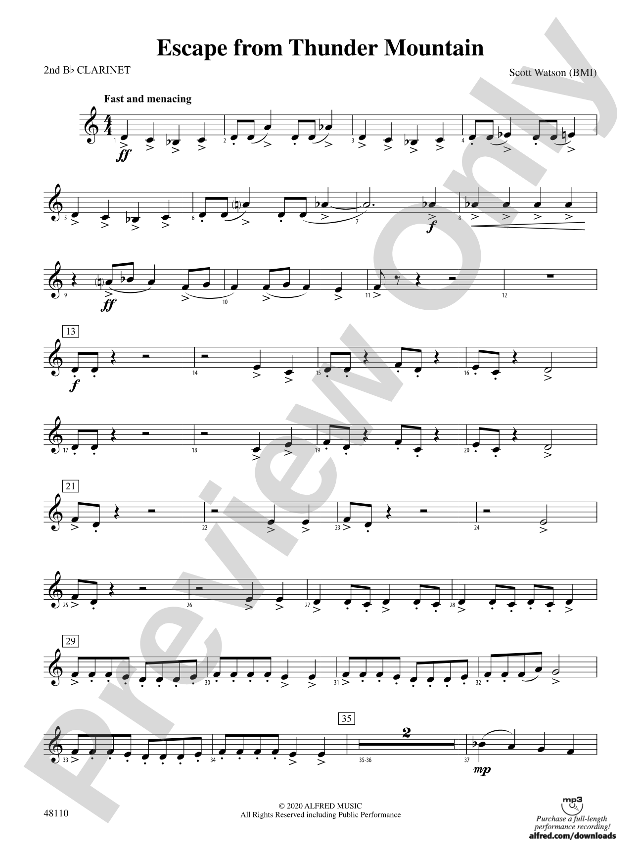 Escape from Thunder Mountain: 2nd B-flat Clarinet