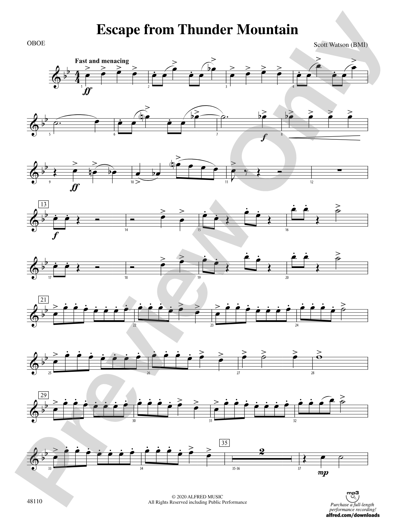 Escape from Thunder Mountain: Oboe