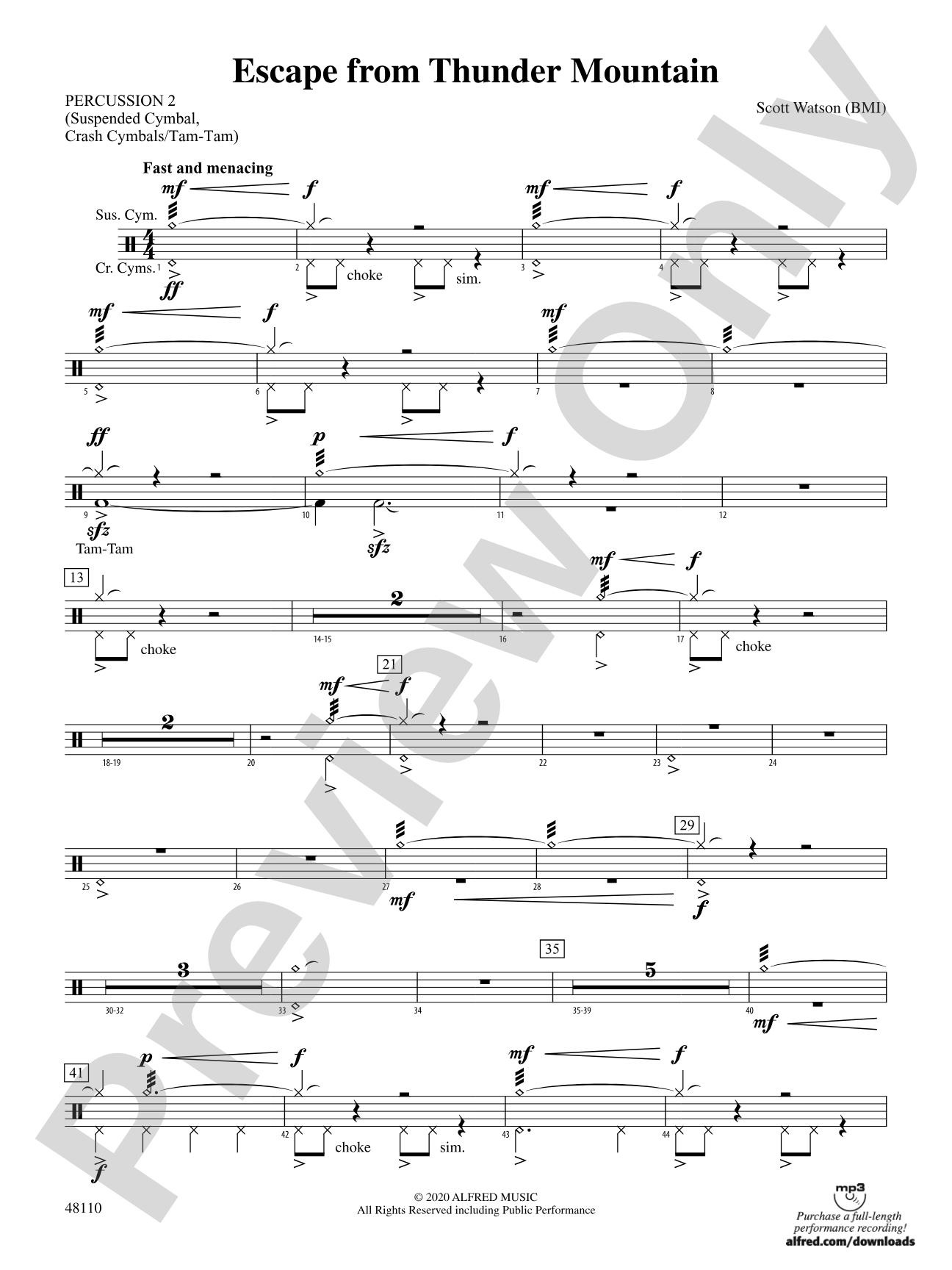 Escape from Thunder Mountain: 2nd Percussion