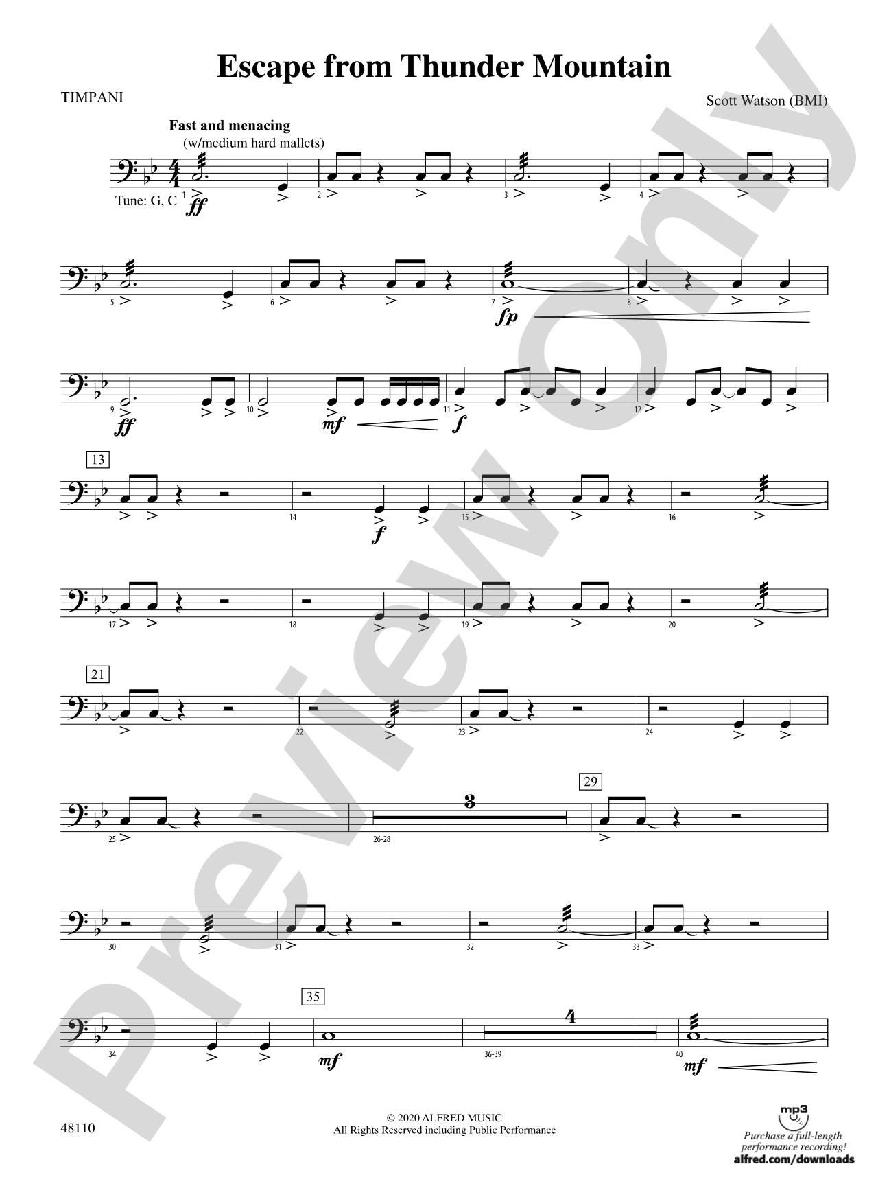 Escape from Thunder Mountain: Timpani