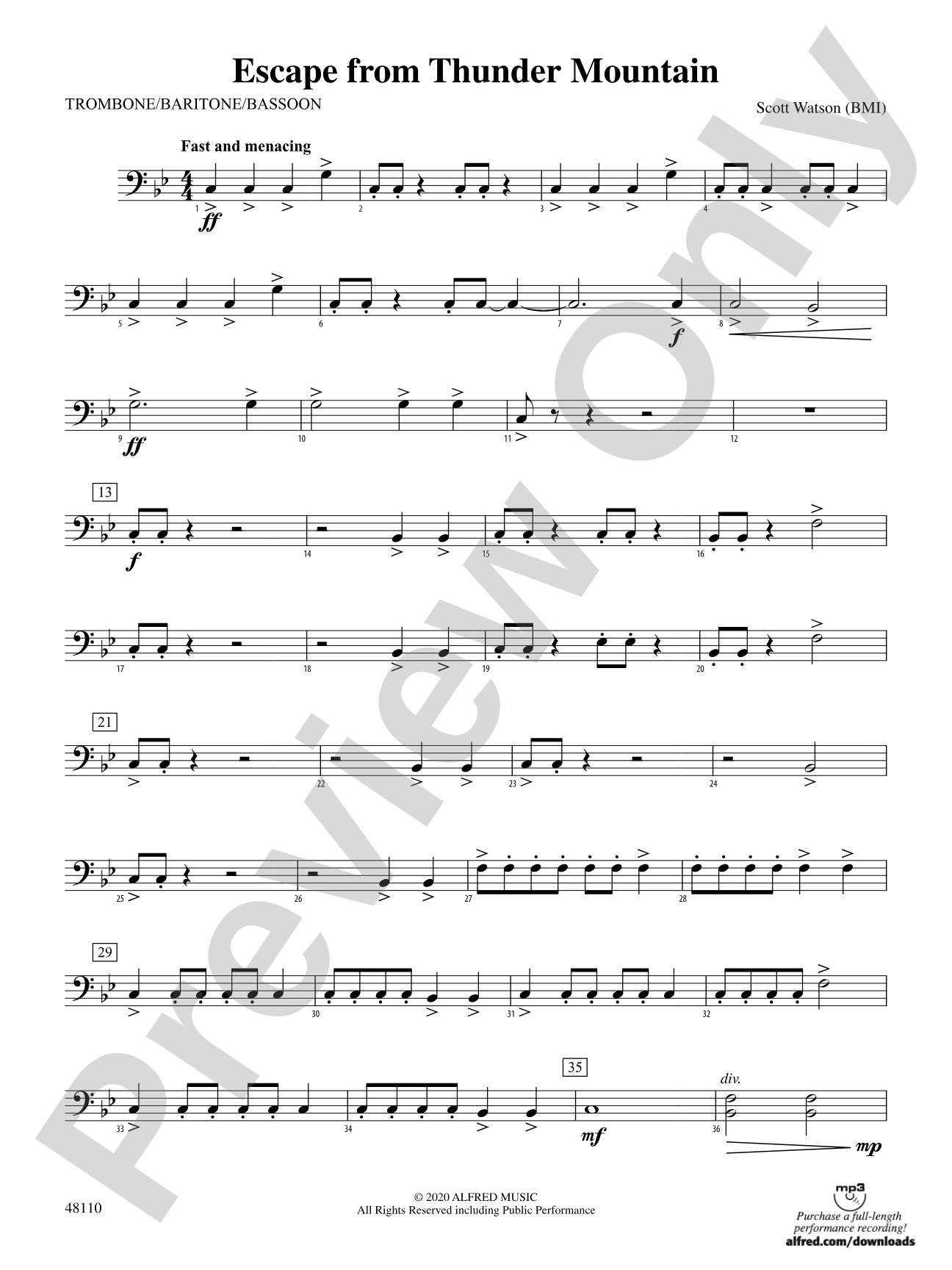 Escape from Thunder Mountain: 1st Trombone