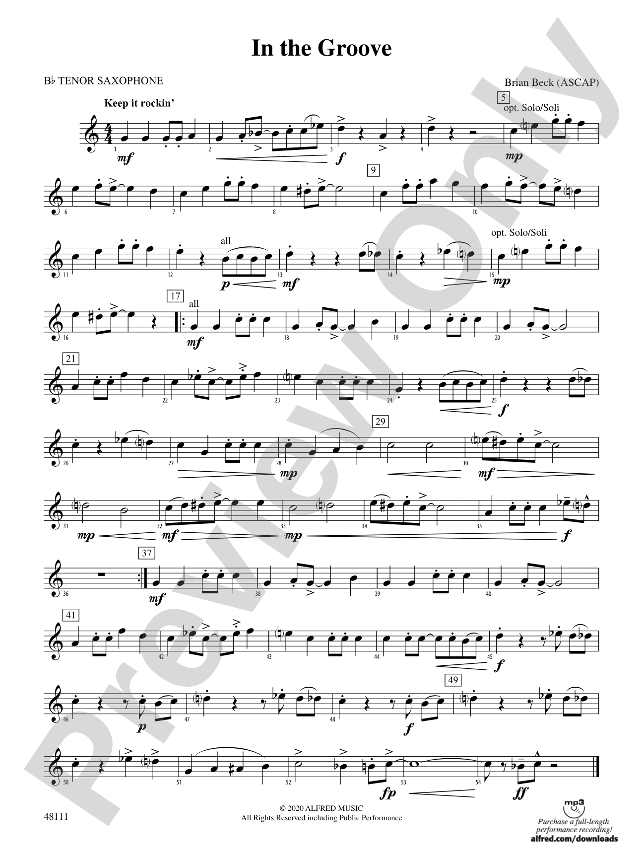 In the Groove: B-flat Tenor Saxophone