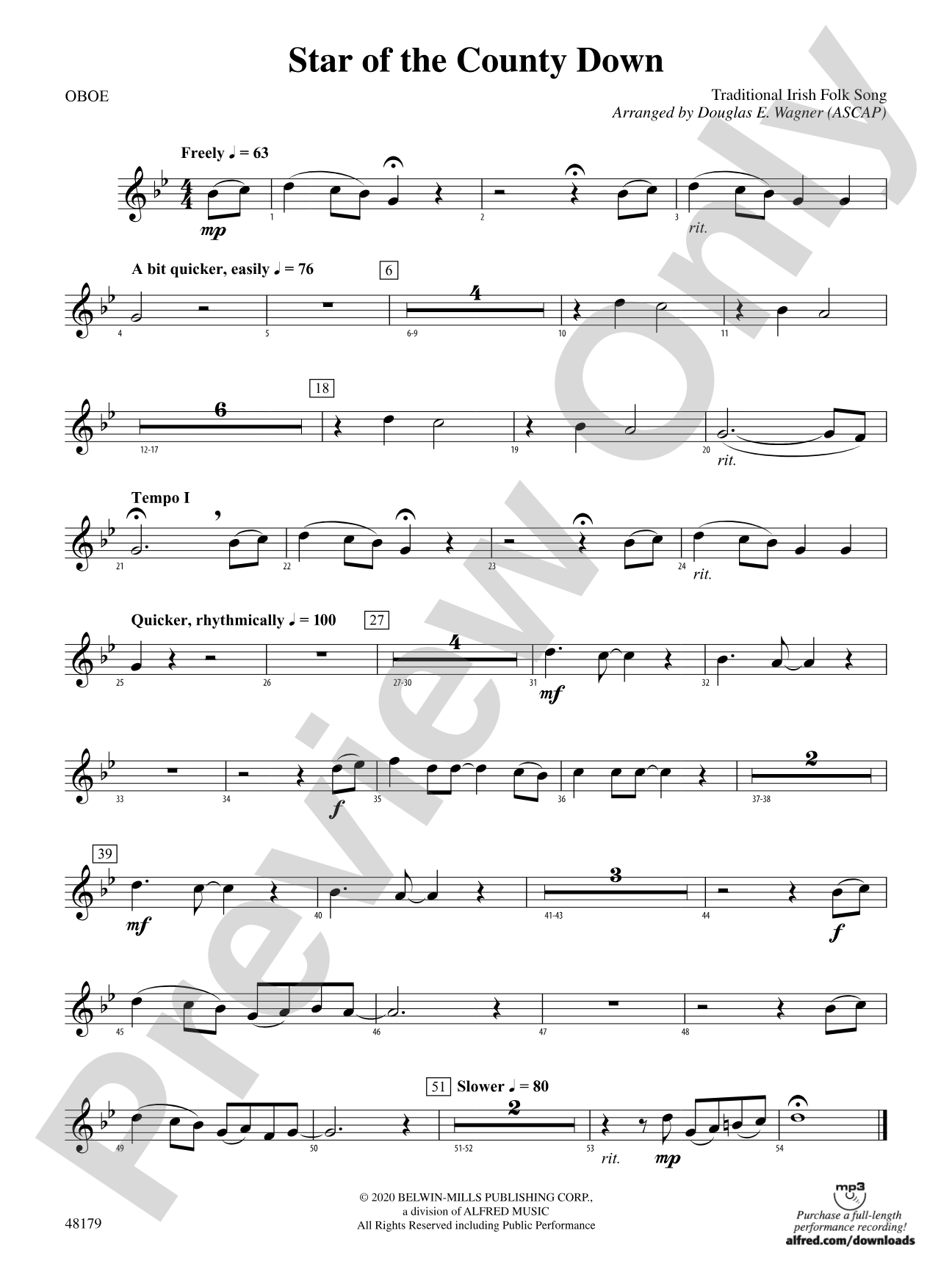 Star of the County Down: Oboe