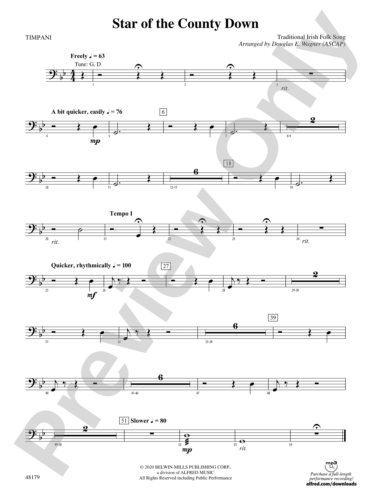 Star of the County Down: Timpani