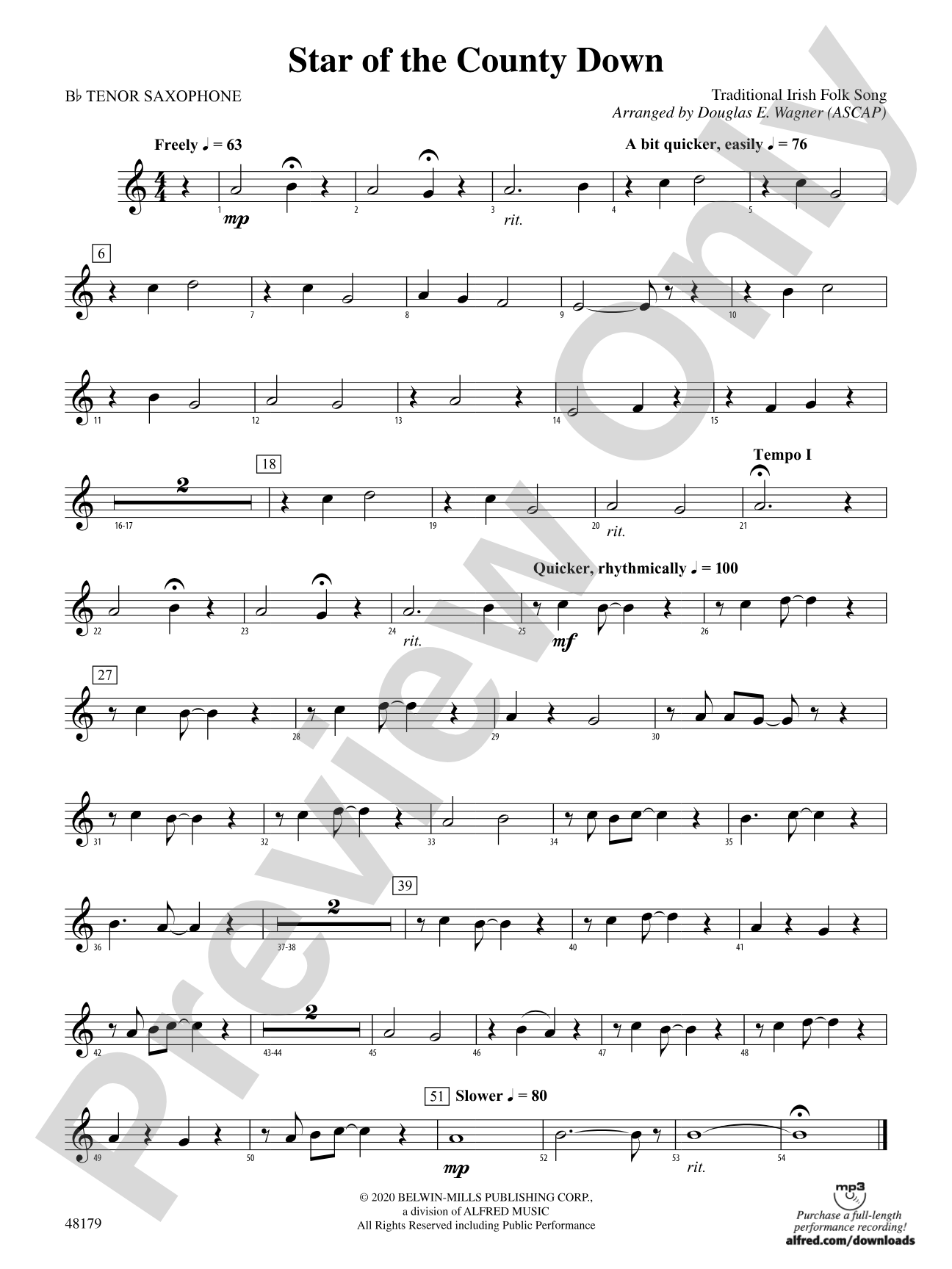 Star of the County Down: B-flat Tenor Saxophone