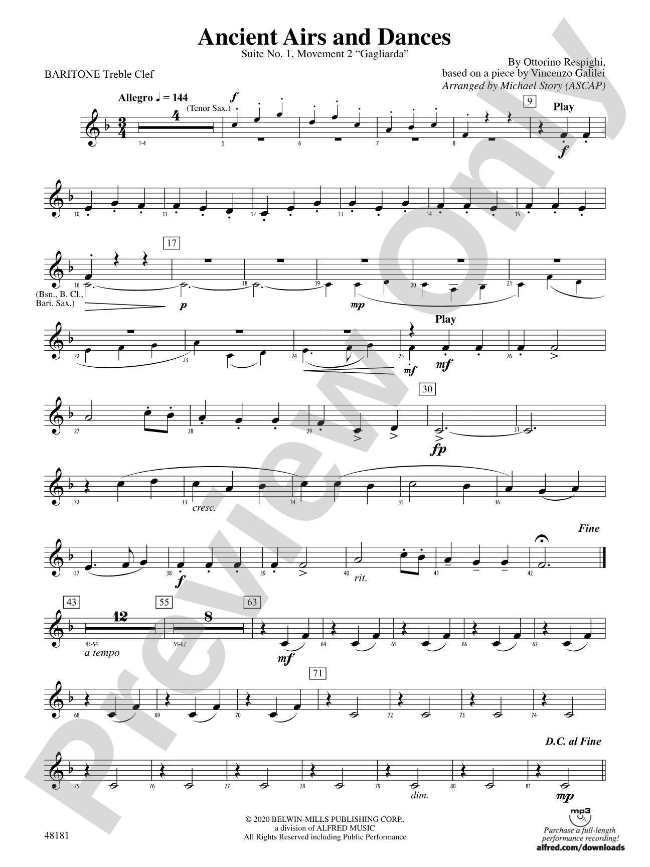 Ancient Airs and Dances: Baritone T.C.