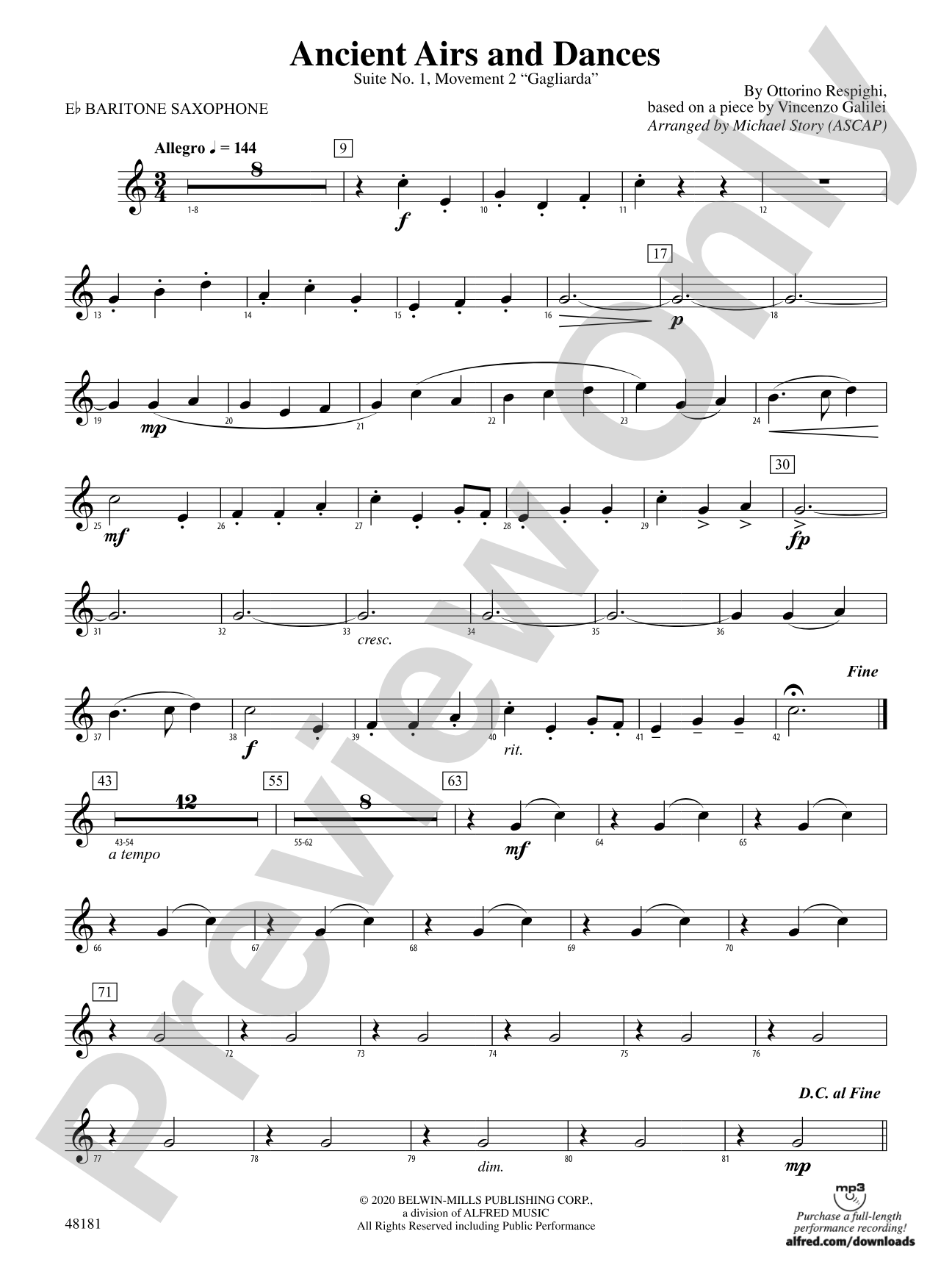 Ancient Airs and Dances: E-flat Baritone Saxophone