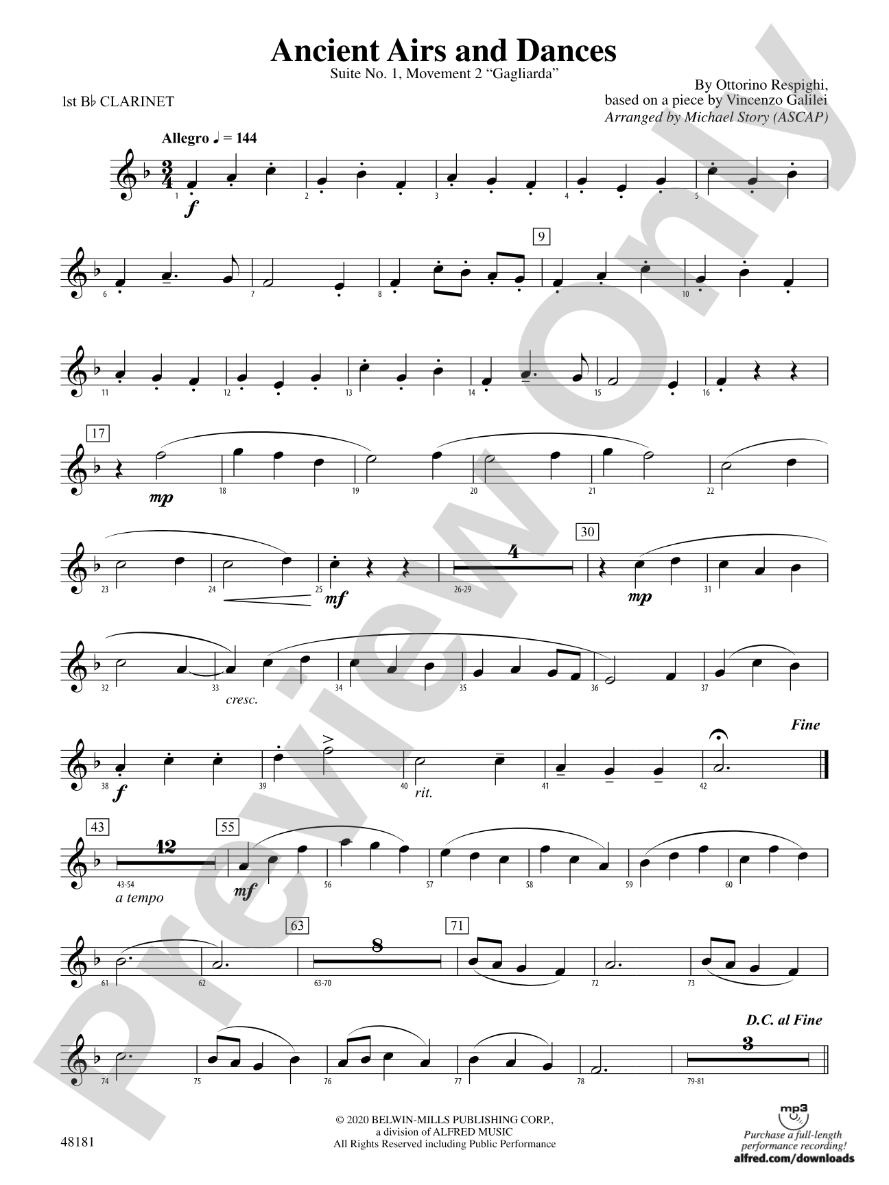 Ancient Airs and Dances: 1st B-flat Clarinet