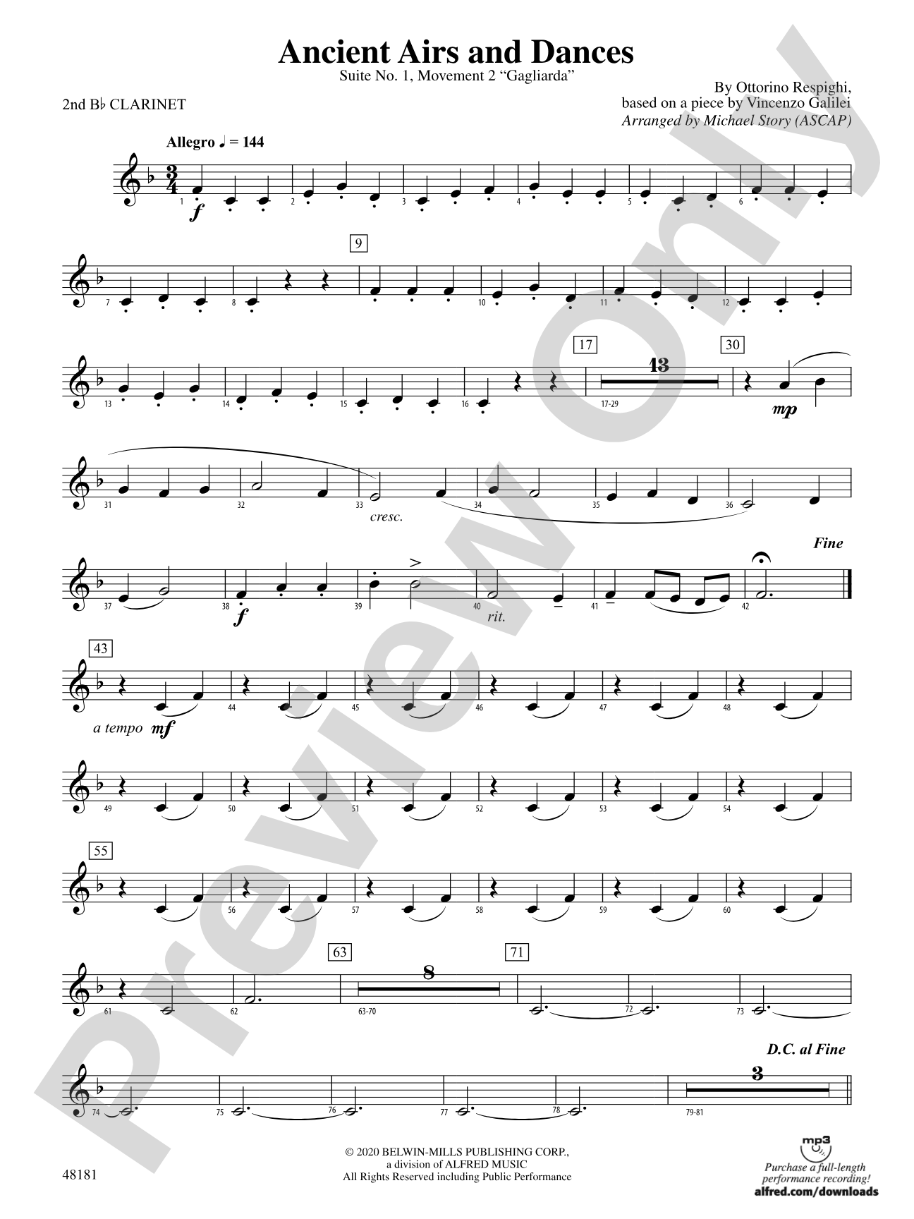 Ancient Airs and Dances: 2nd B-flat Clarinet