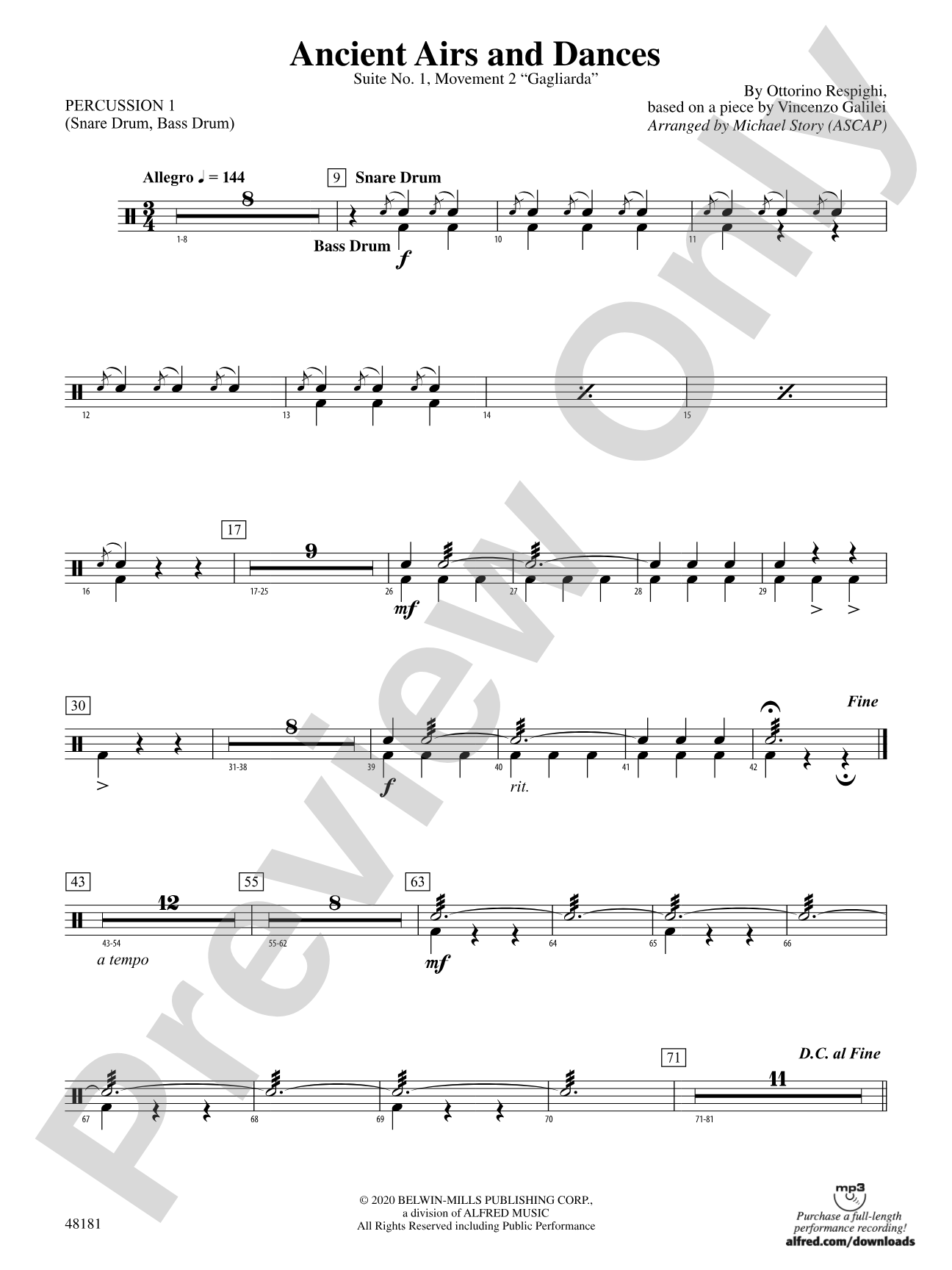 Ancient Airs and Dances: 1st Percussion