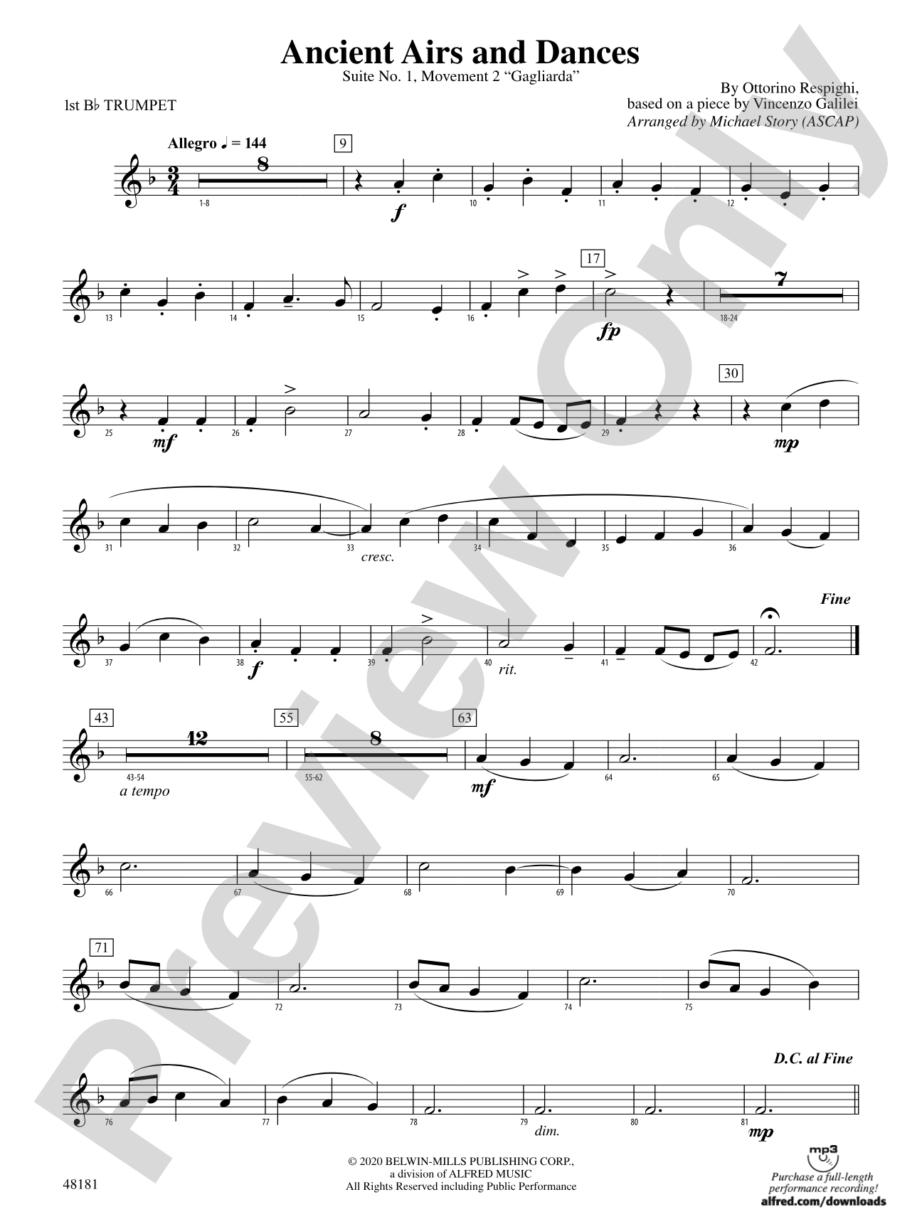 Ancient Airs and Dances: 1st B-flat Trumpet