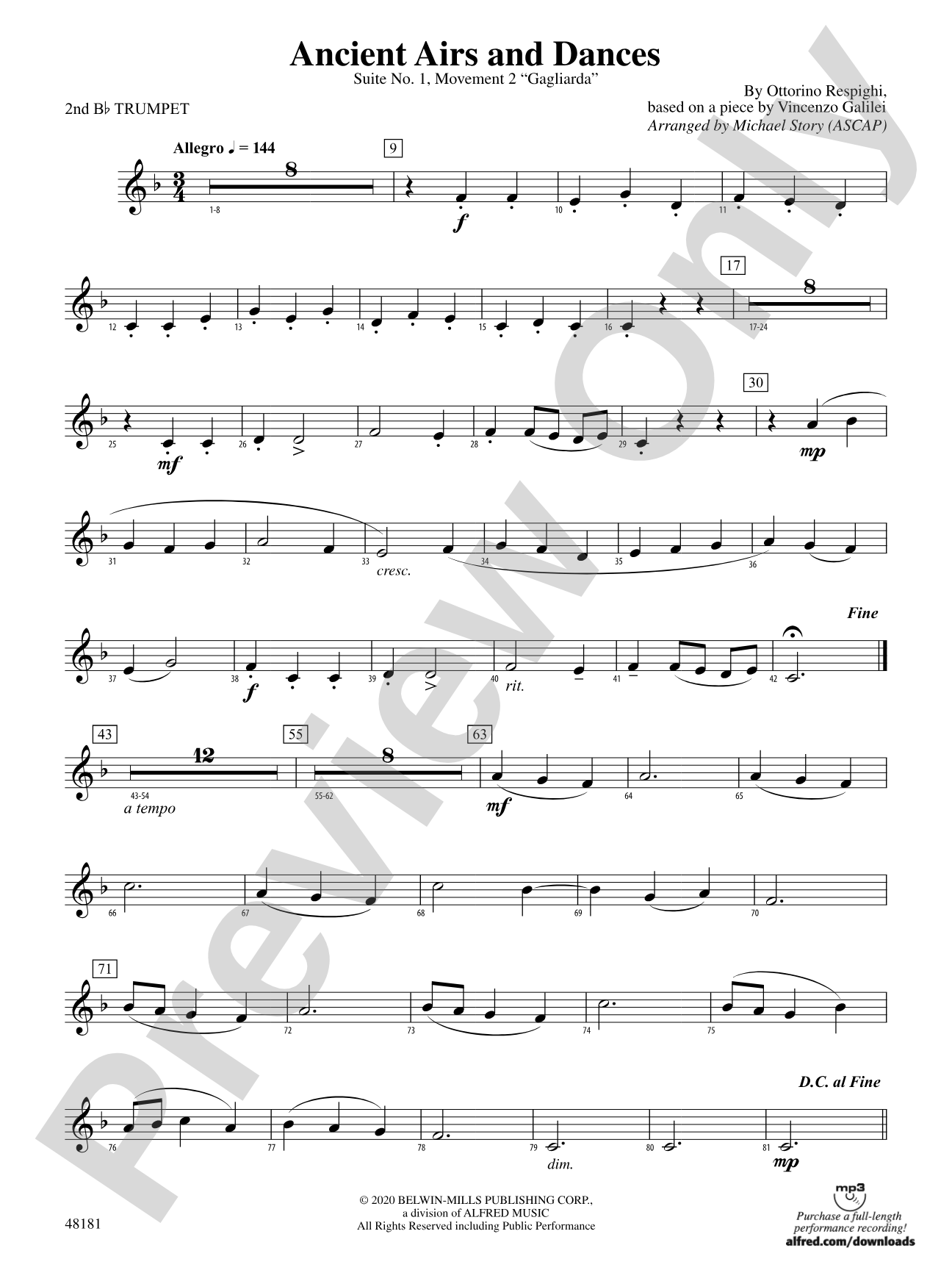 Ancient Airs and Dances: 2nd B-flat Trumpet