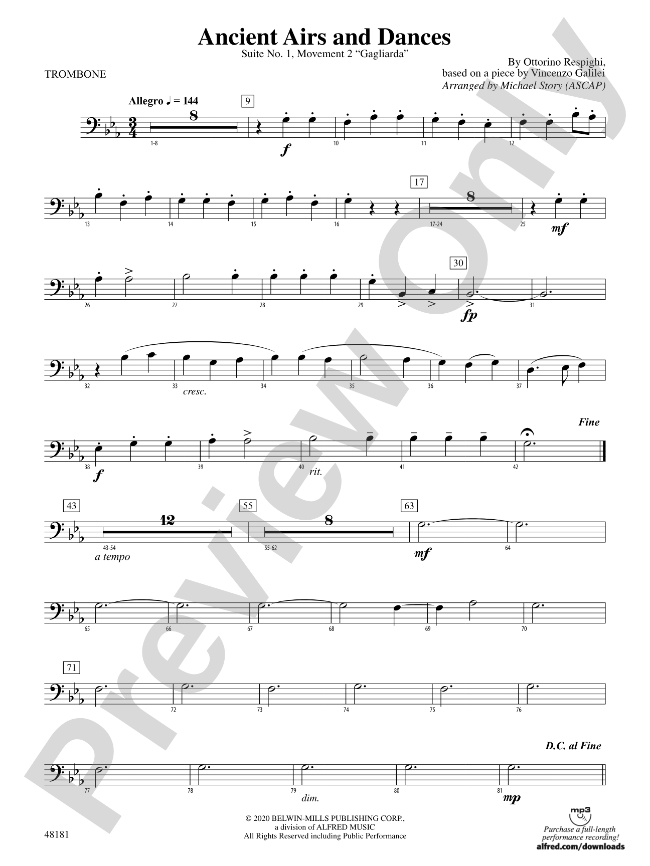 Ancient Airs and Dances: 1st Trombone