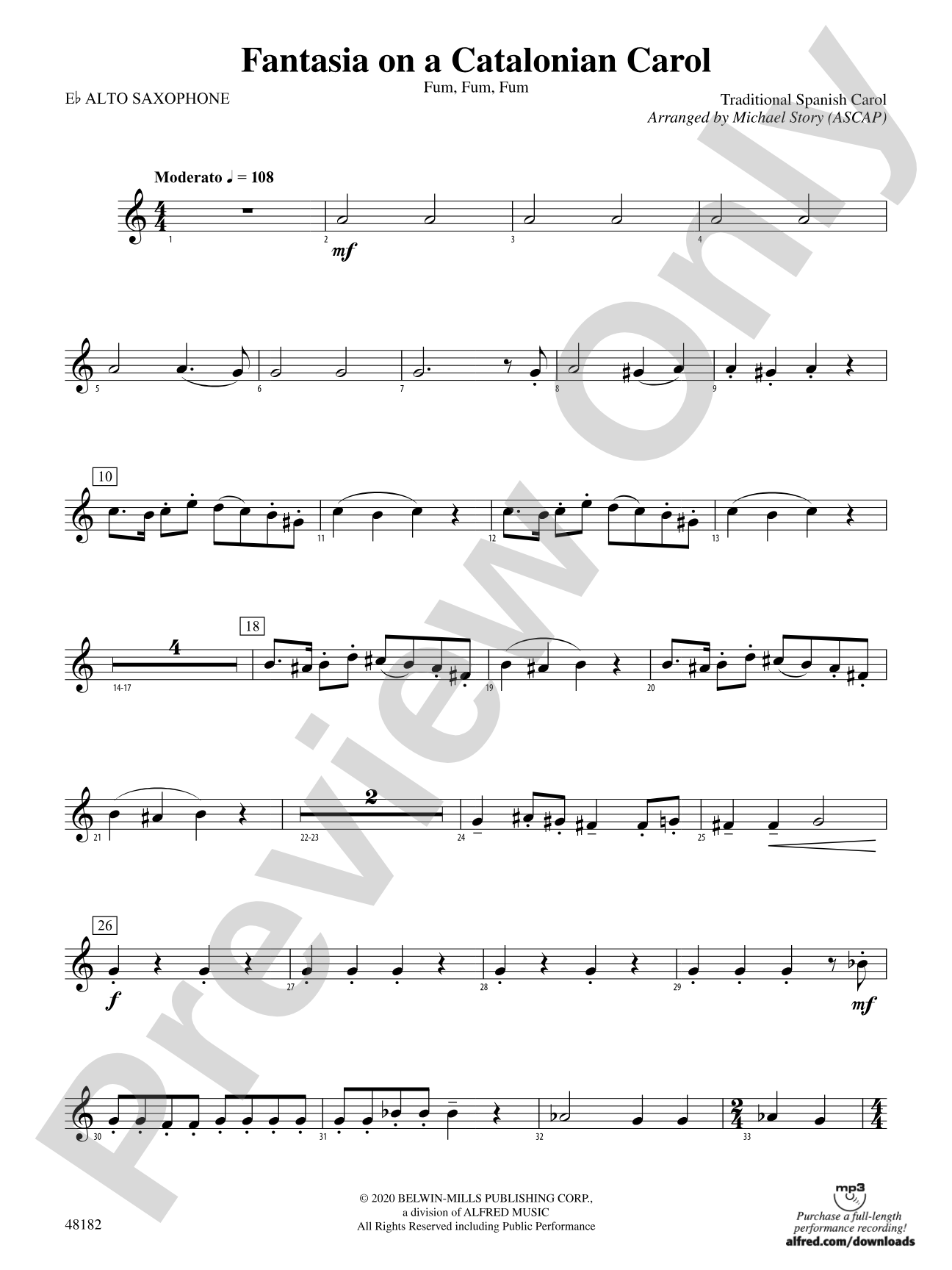 Fantasia on a Catalonian Carol: E-flat Alto Saxophone