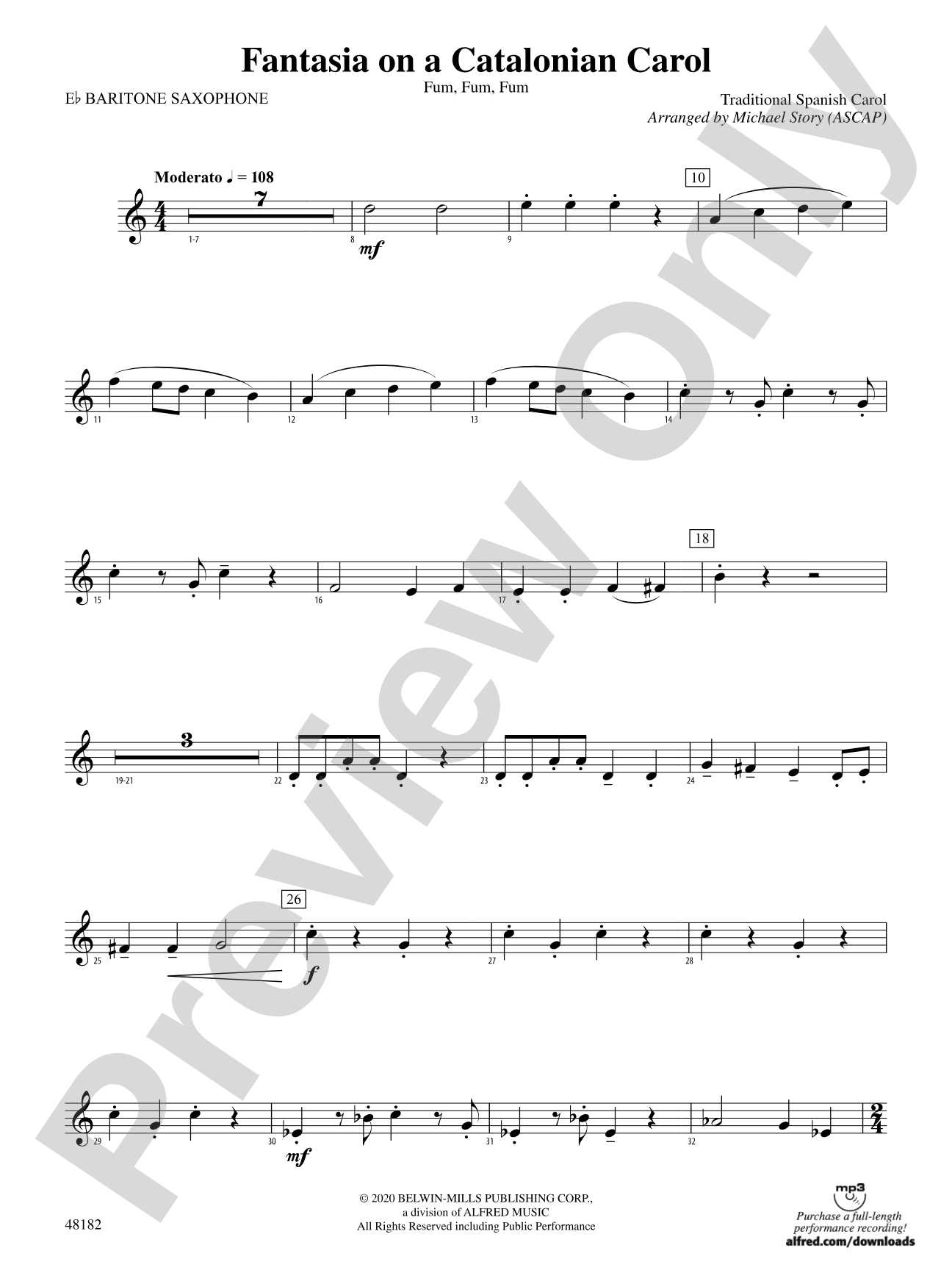 Fantasia on a Catalonian Carol: E-flat Baritone Saxophone
