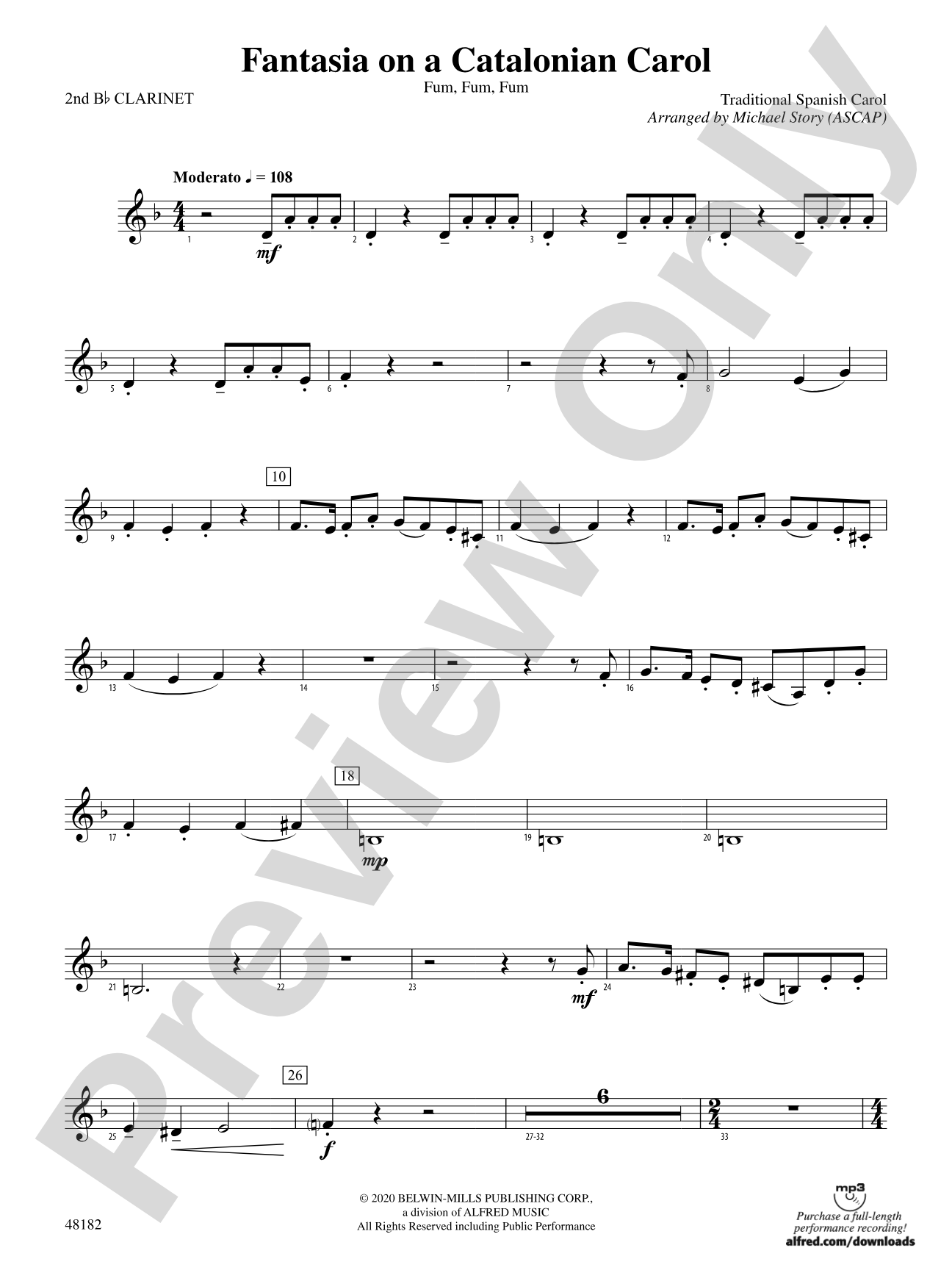 Fantasia on a Catalonian Carol: 2nd B-flat Clarinet