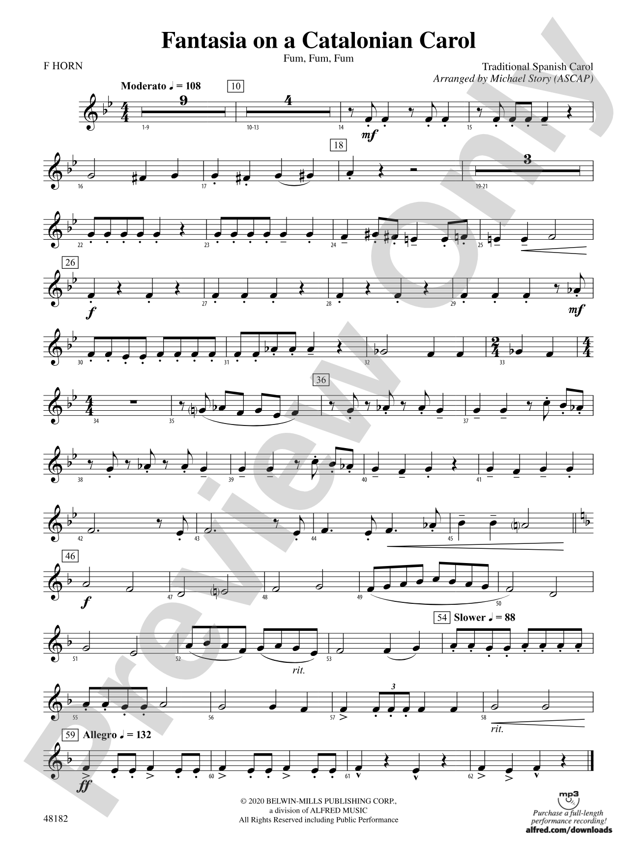 Fantasia on a Catalonian Carol: 1st F Horn