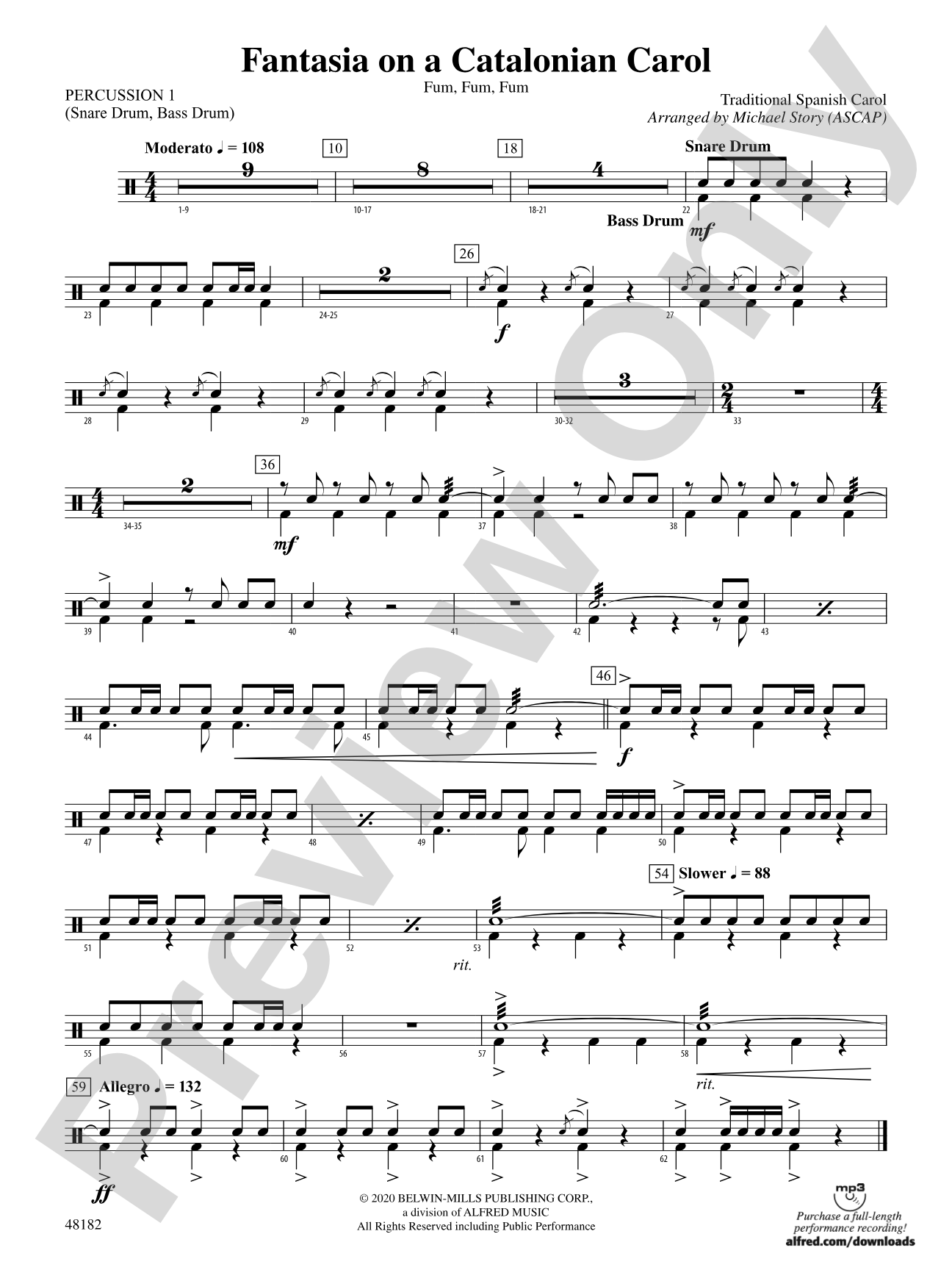 Fantasia on a Catalonian Carol: 1st Percussion