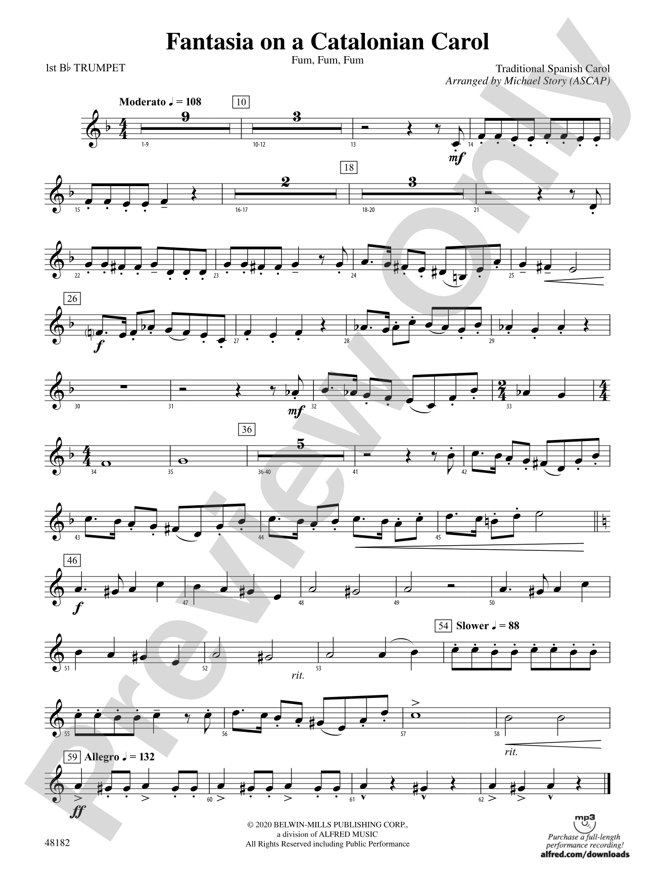 Fantasia on a Catalonian Carol: 1st B-flat Trumpet