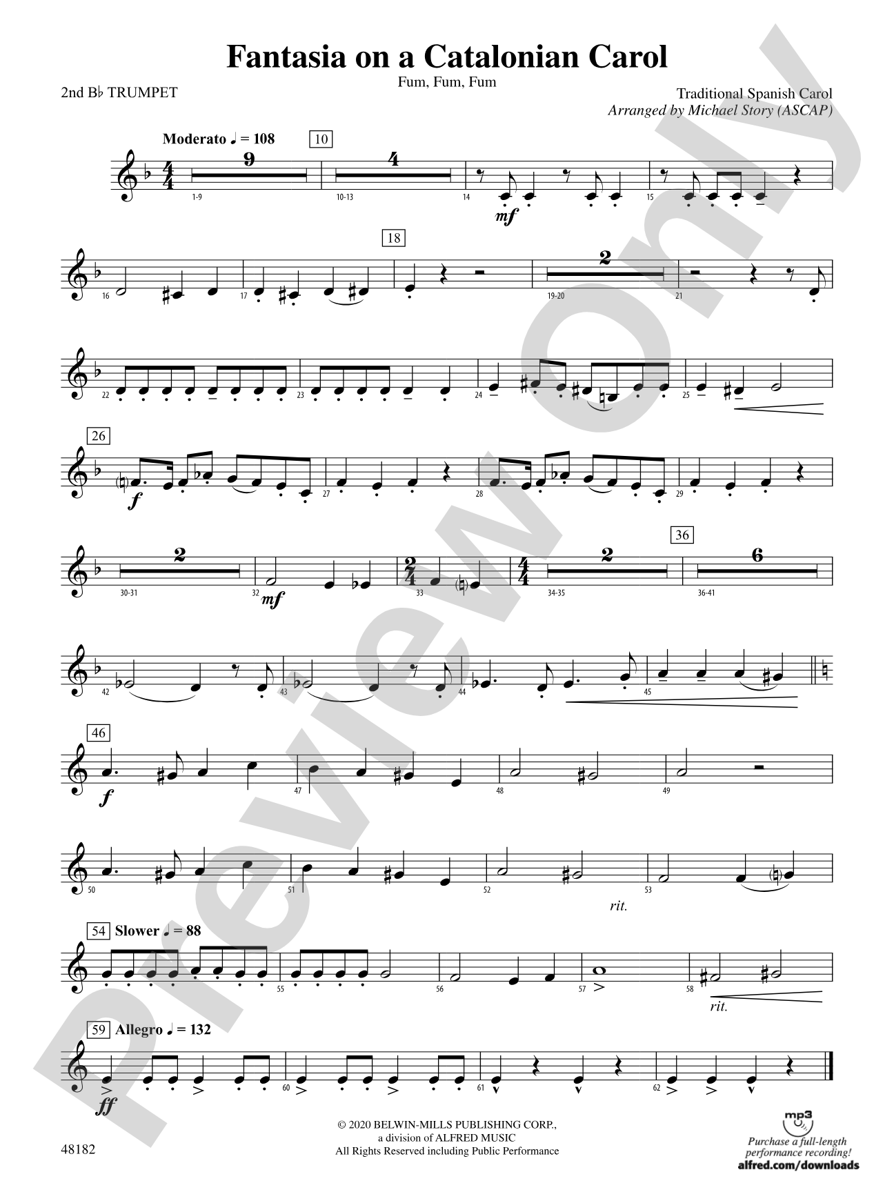Fantasia on a Catalonian Carol: 2nd B-flat Trumpet