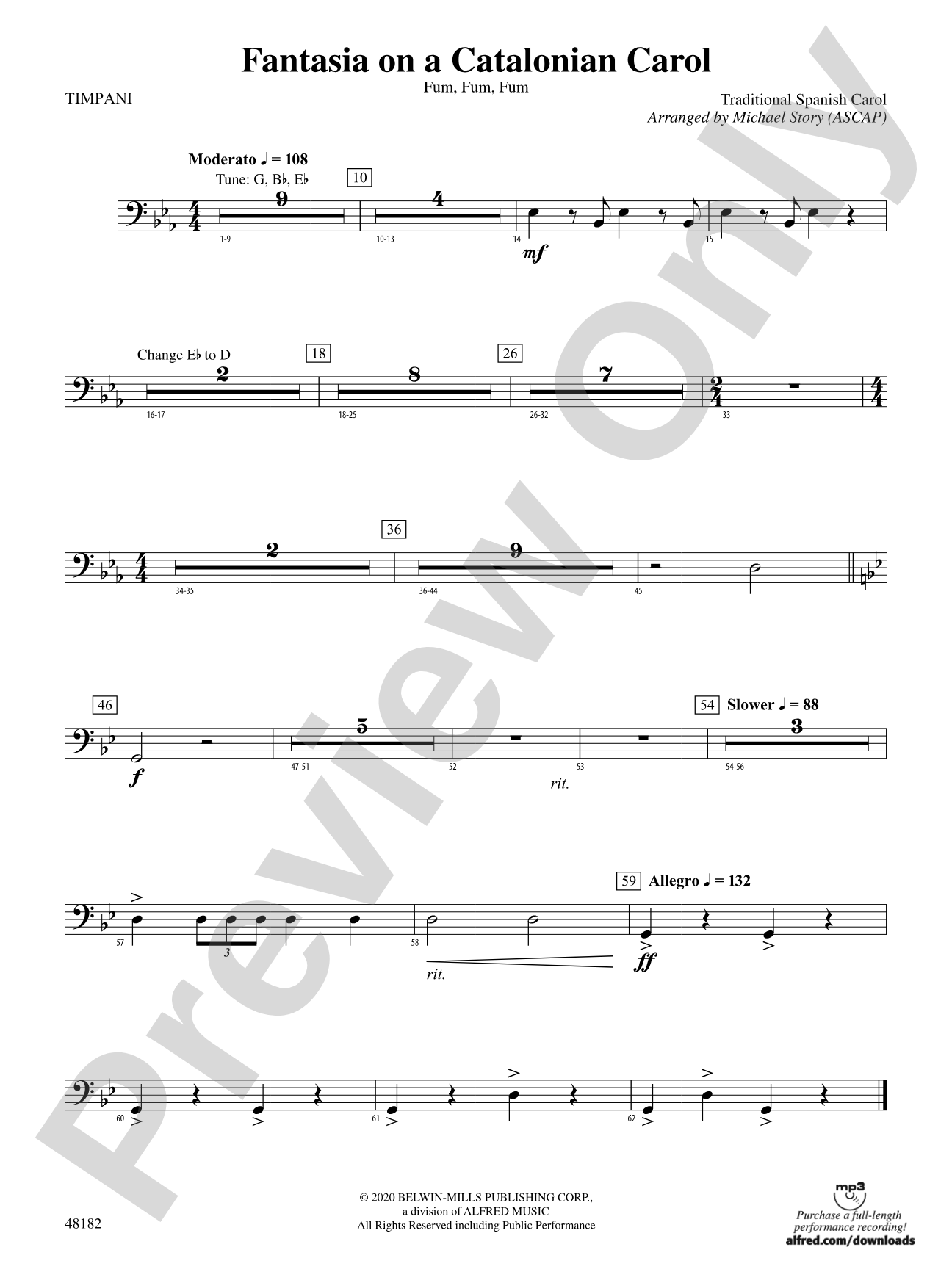 Fantasia on a Catalonian Carol: Timpani