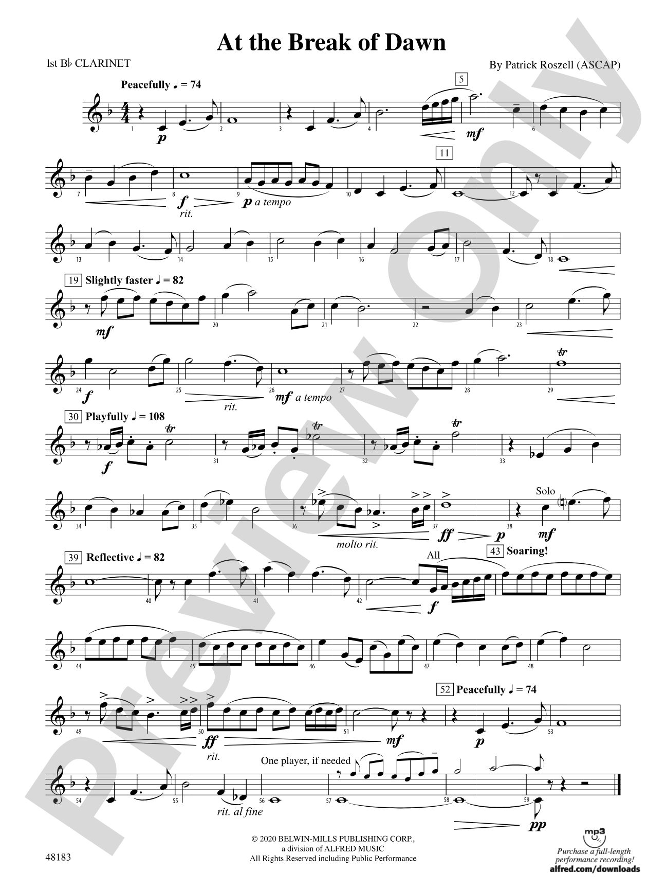 At the Break of Dawn: 1st B-flat Clarinet