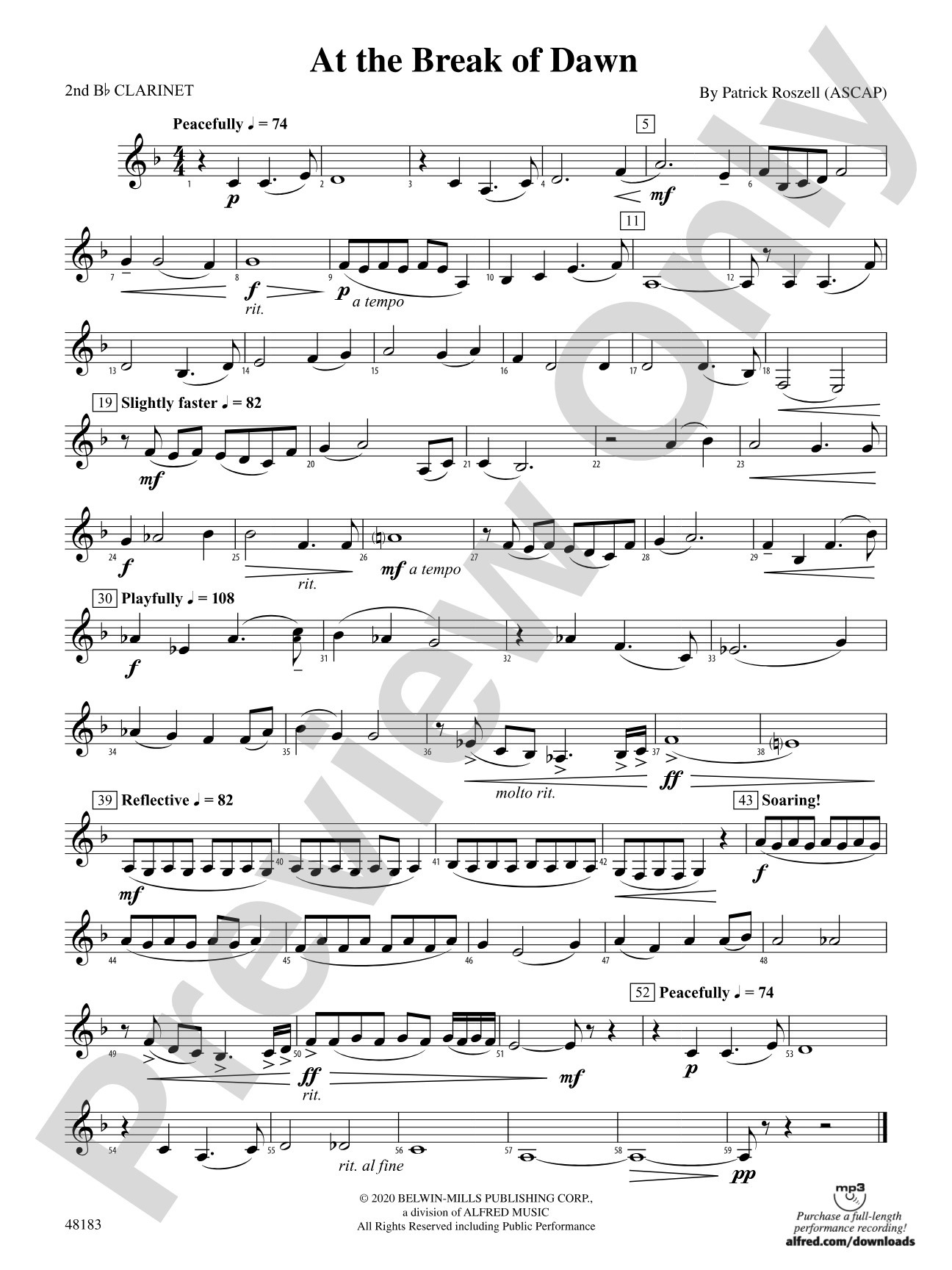 At the Break of Dawn: 2nd B-flat Clarinet