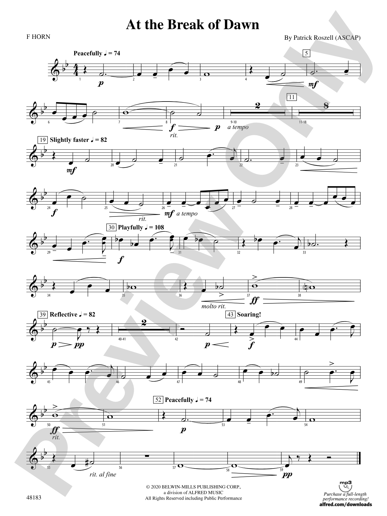 At the Break of Dawn: 1st F Horn