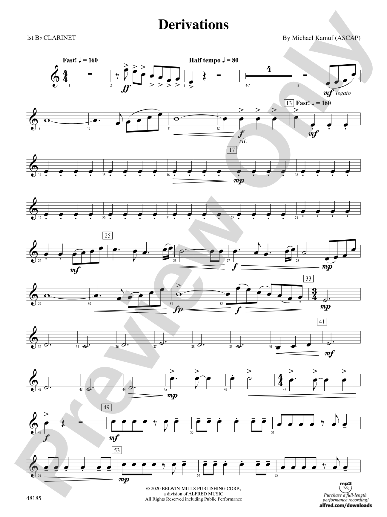 Derivations: 1st B-flat Clarinet
