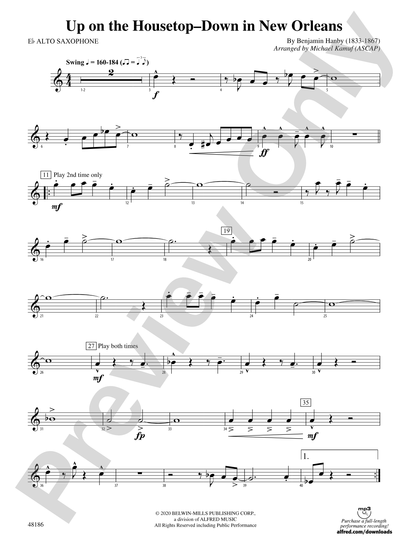 Up on the Housetop--Down in New Orleans: E-flat Alto Saxophone