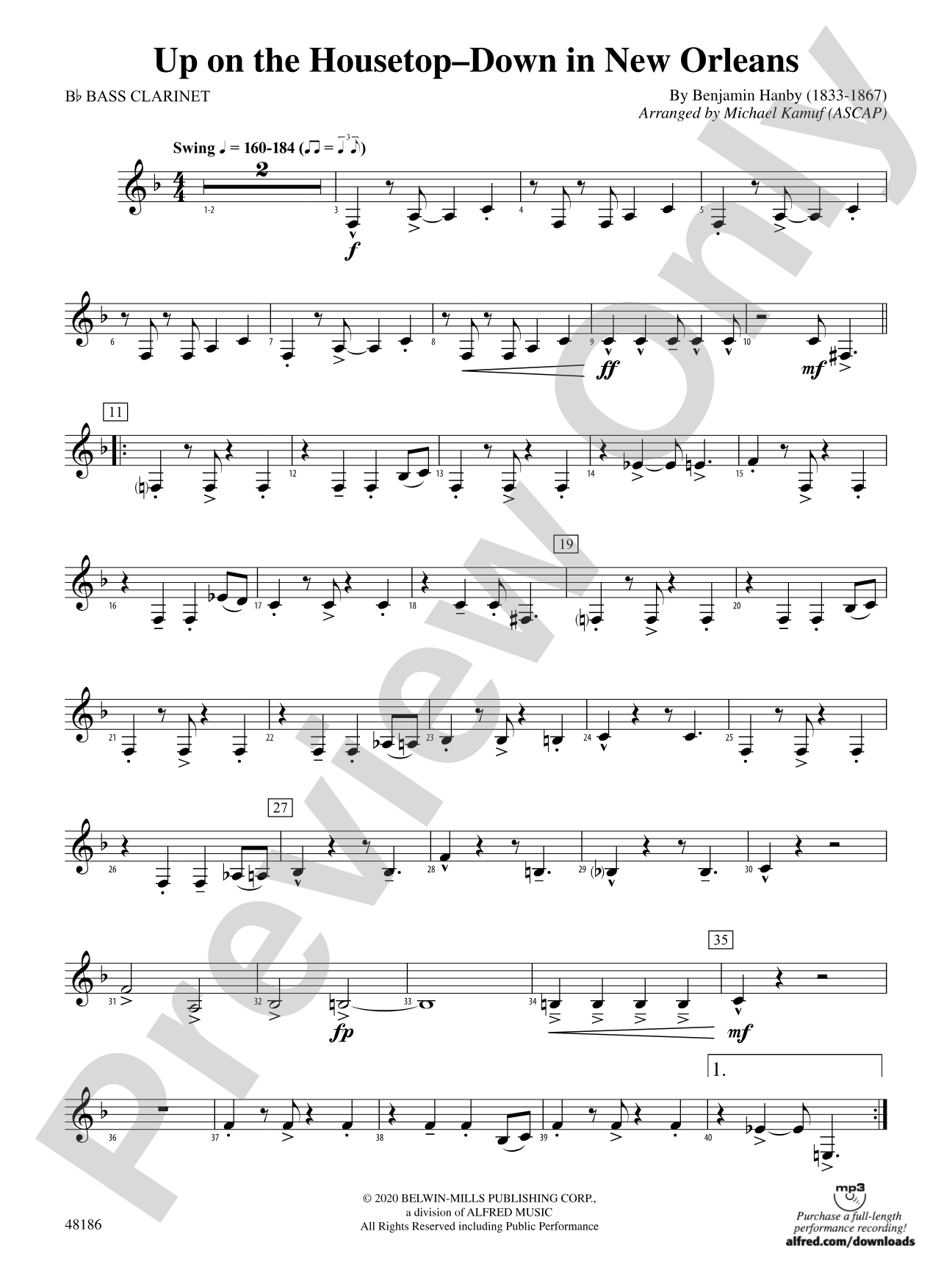 Up on the Housetop--Down in New Orleans: B-flat Bass Clarinet