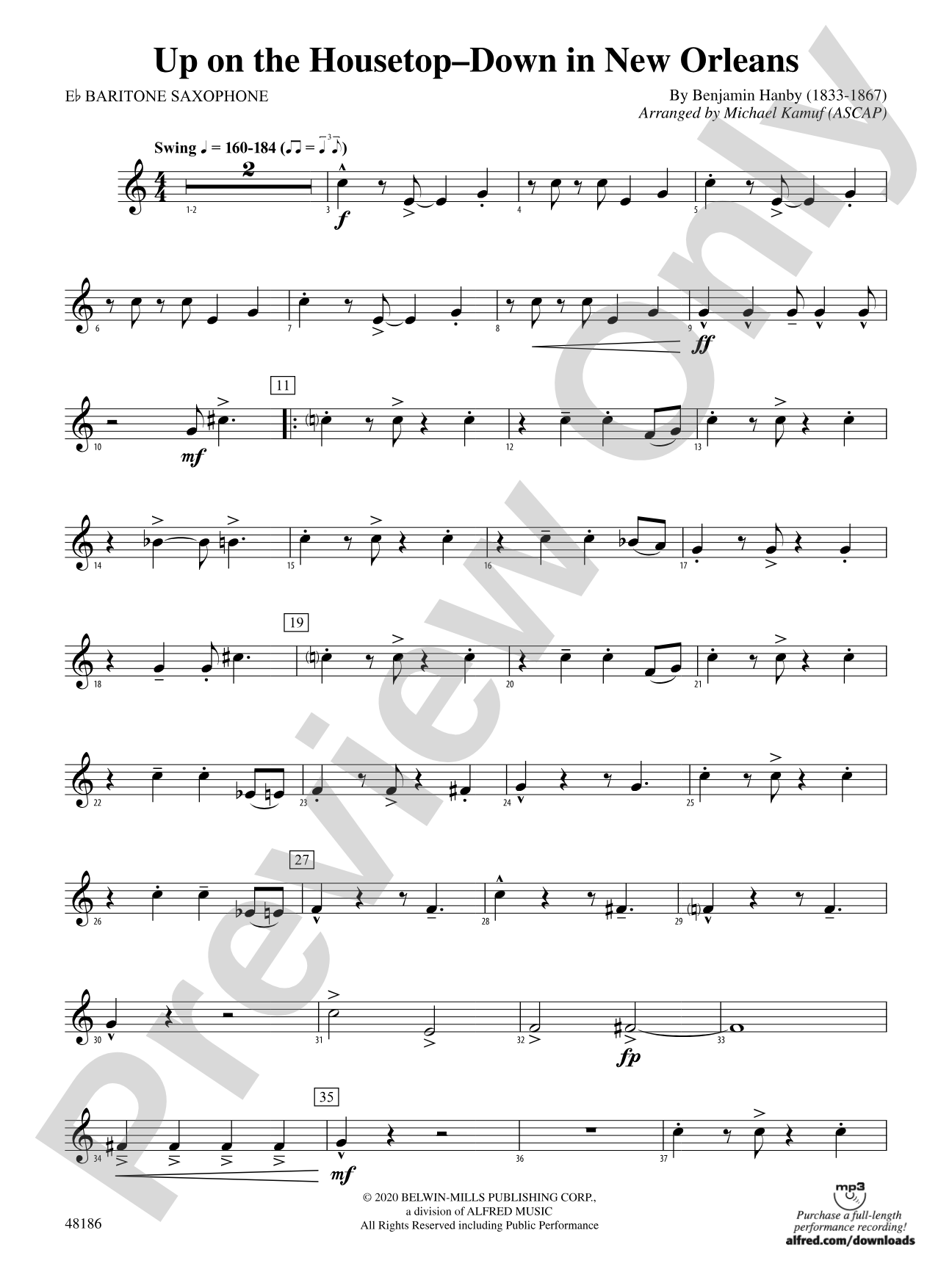 Up on the Housetop--Down in New Orleans: E-flat Baritone Saxophone