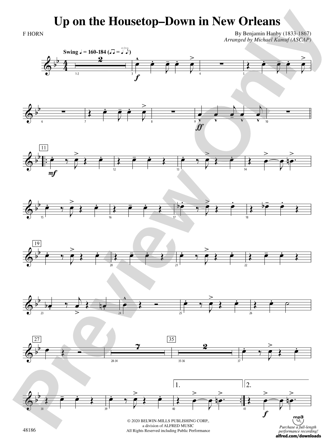 Up on the Housetop--Down in New Orleans: 1st F Horn
