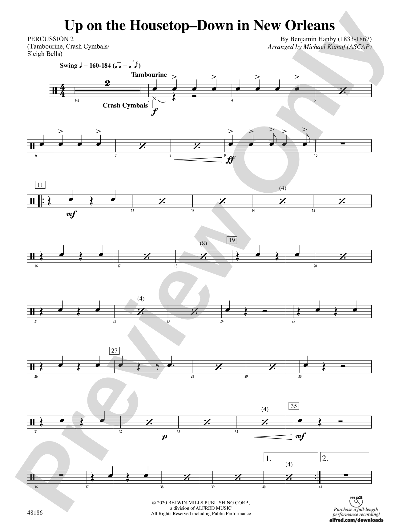 Up on the Housetop--Down in New Orleans: 2nd Percussion