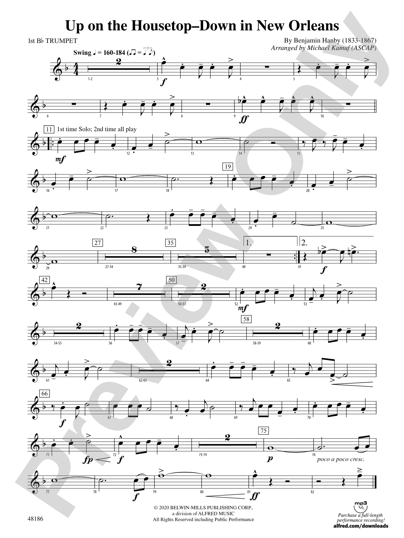 Up on the Housetop--Down in New Orleans: 1st B-flat Trumpet