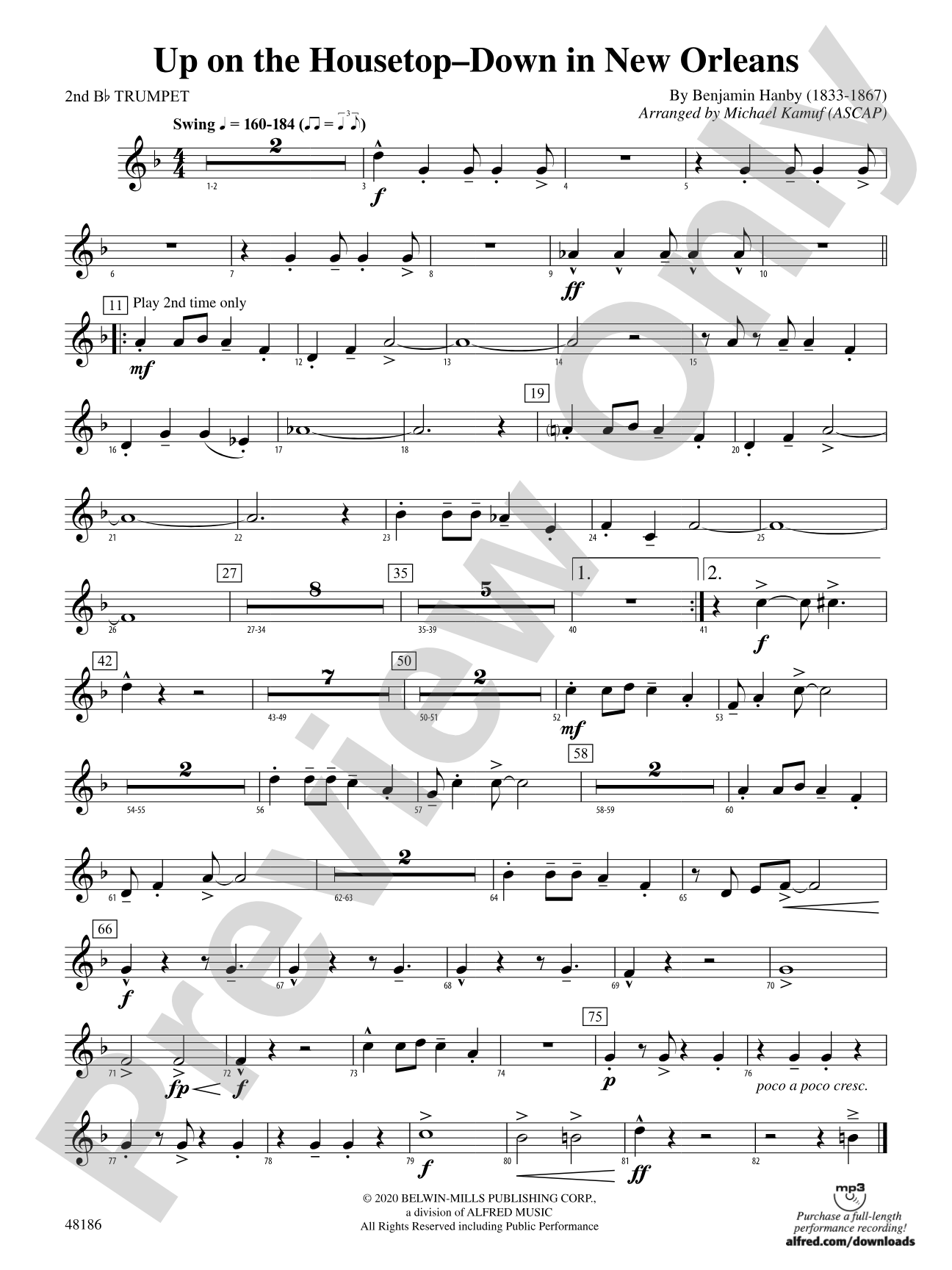 Up on the Housetop--Down in New Orleans: 2nd B-flat Trumpet