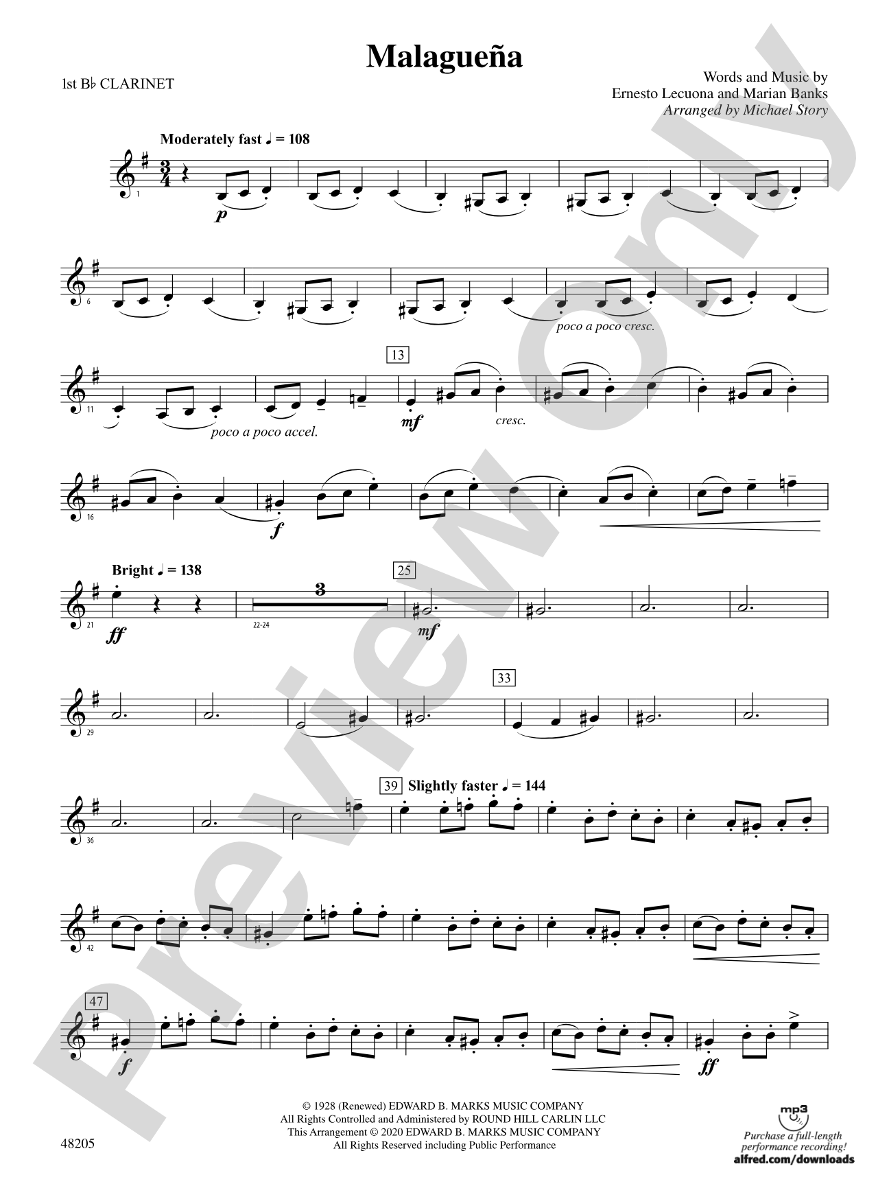 Malagueña: 1st B-flat Clarinet