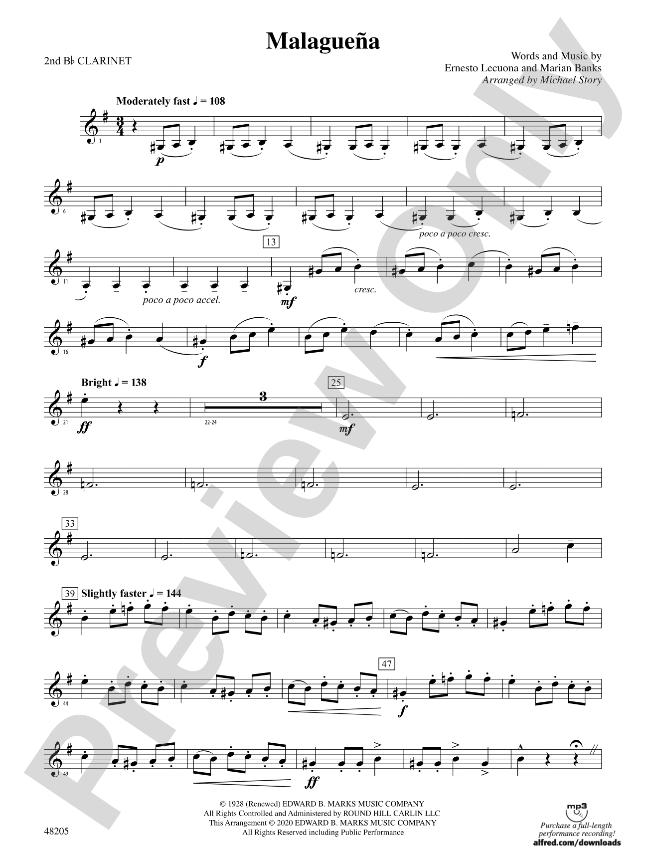 Malagueña: 2nd B-flat Clarinet