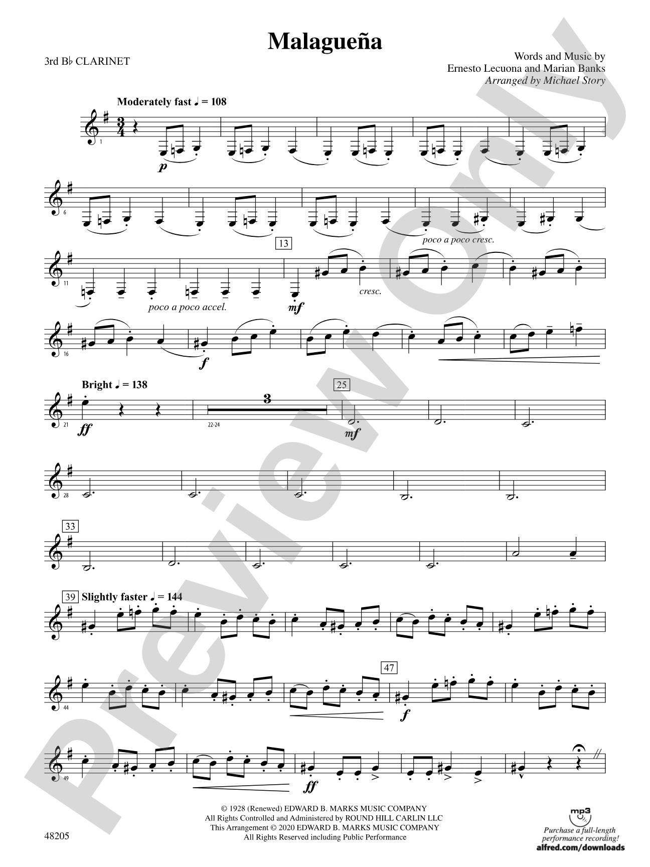 Malagueña: 3rd B-flat Clarinet