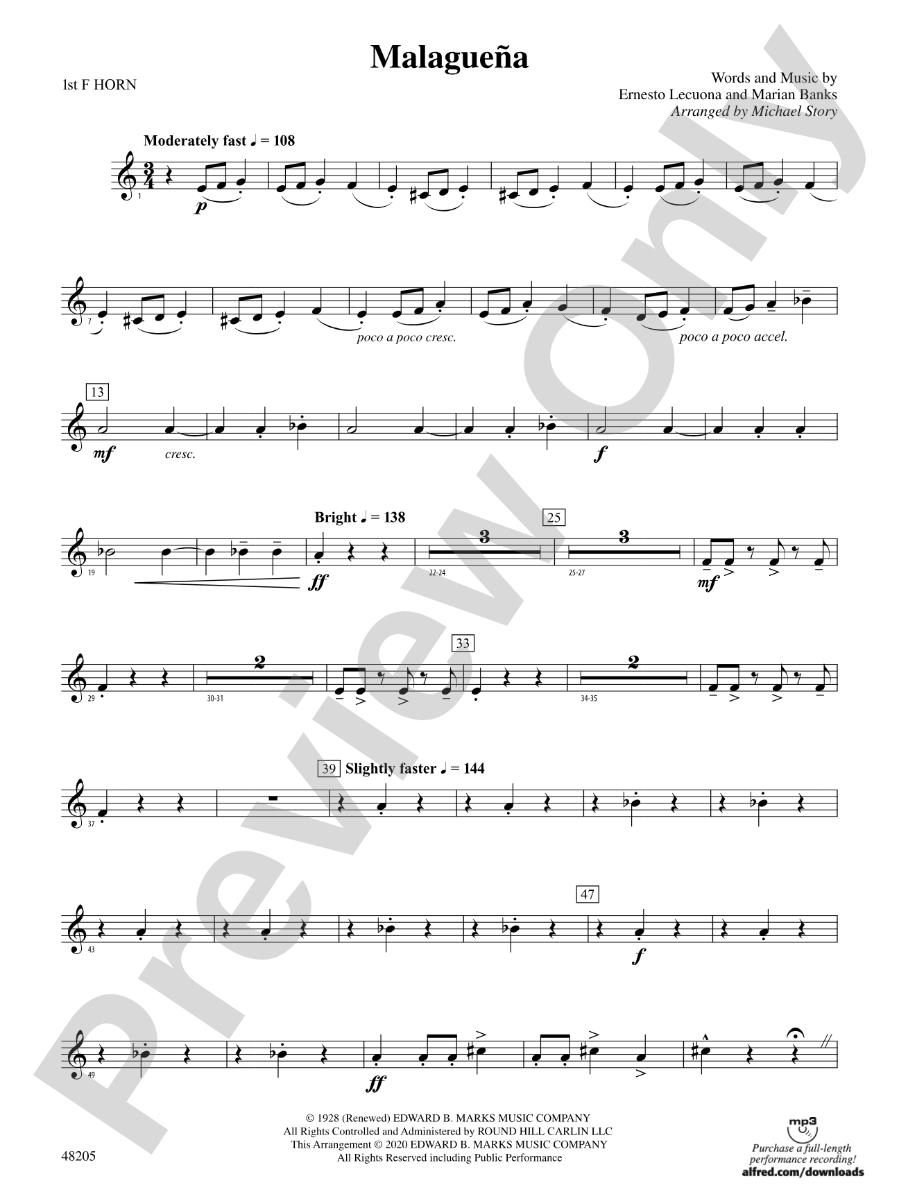 Malagueña: 1st F Horn