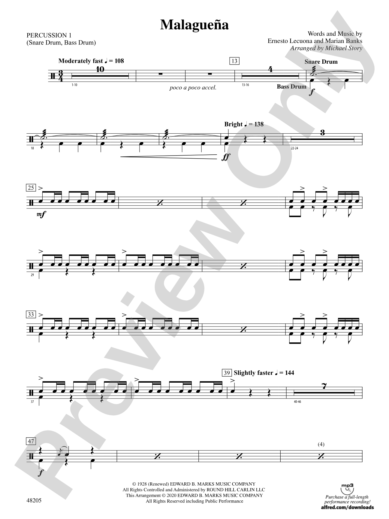 Malagueña: 1st Percussion