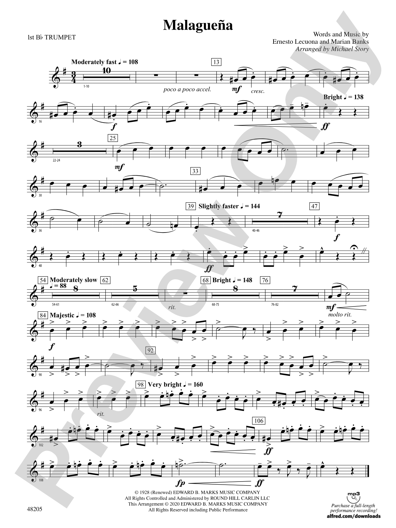 Malagueña: 1st B-flat Trumpet